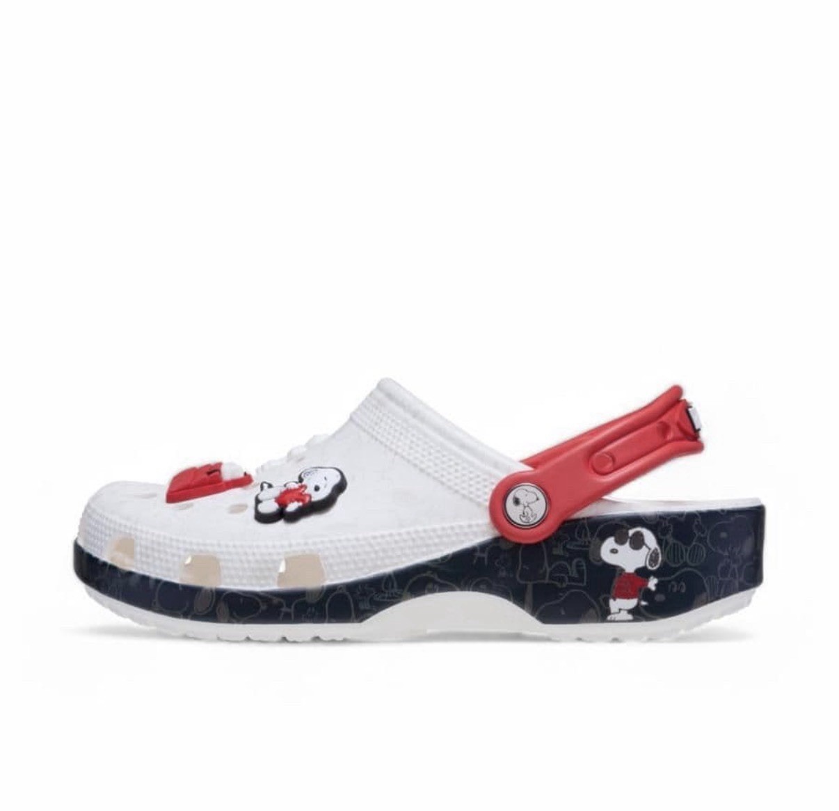 New Crocs x Peanuts Snoopy Classic Clogs White Red JP23 EU37-38 With Original Ba