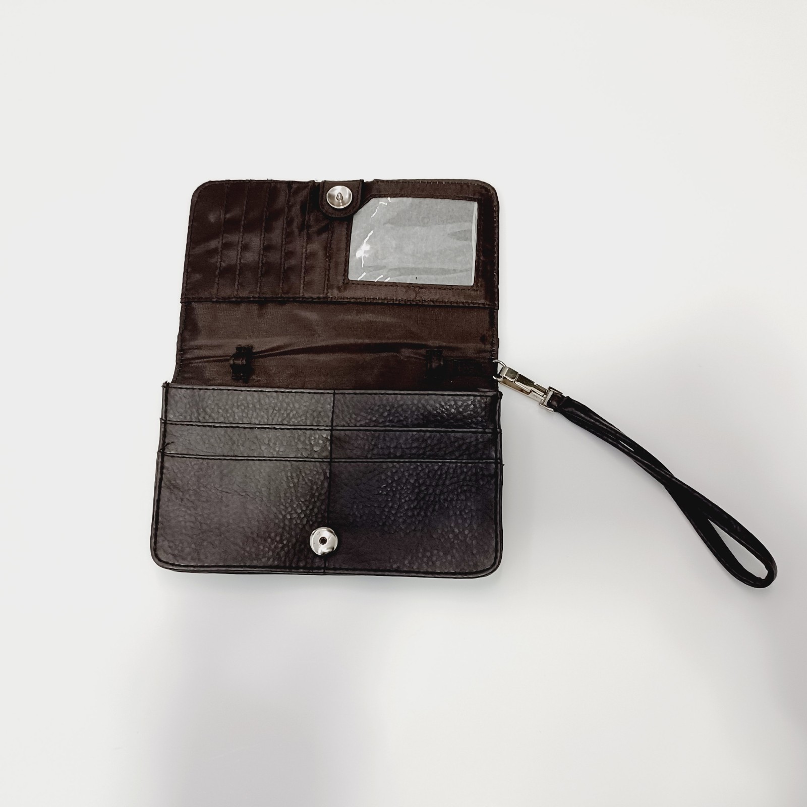 Creative Memories Brown Blue Tan Brown Stripe Wristlet Wallet