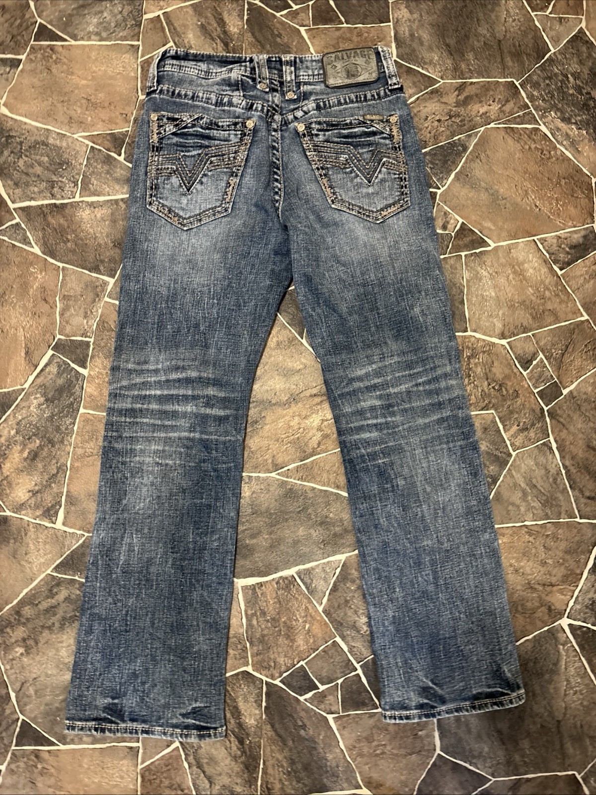 Buckle Salvage Mayhem Boot Jeans Mens 28×30 Medium Wash Distressed Western Y2K