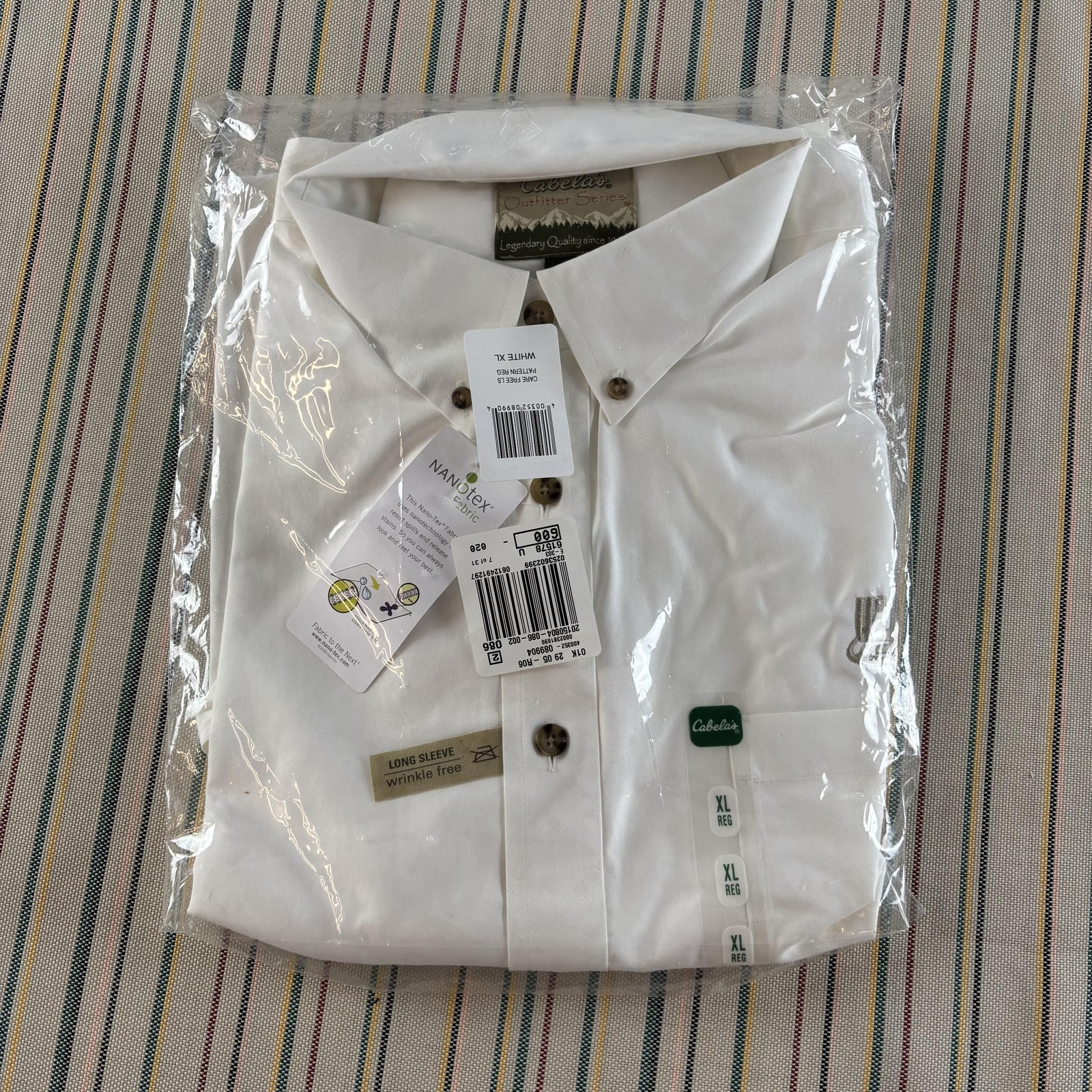 Cabela’s Outfitter Series Shirt Mens XL White Long Sleeve Wrinkle Free Nanotex