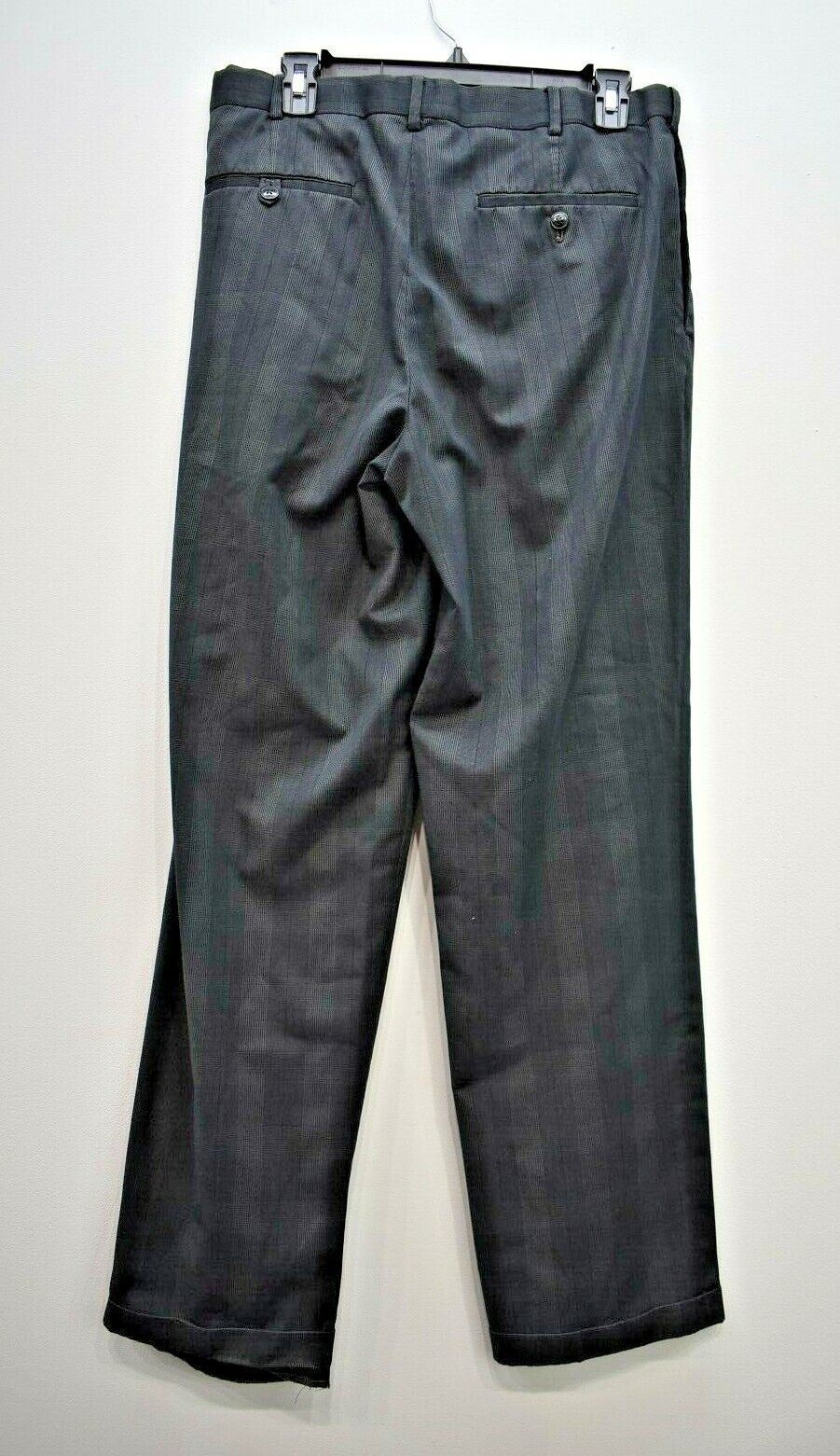 Roundtree & Yorke Men Pleat Front Straight Leg Folded Cuff Slack Pants 33 x 32