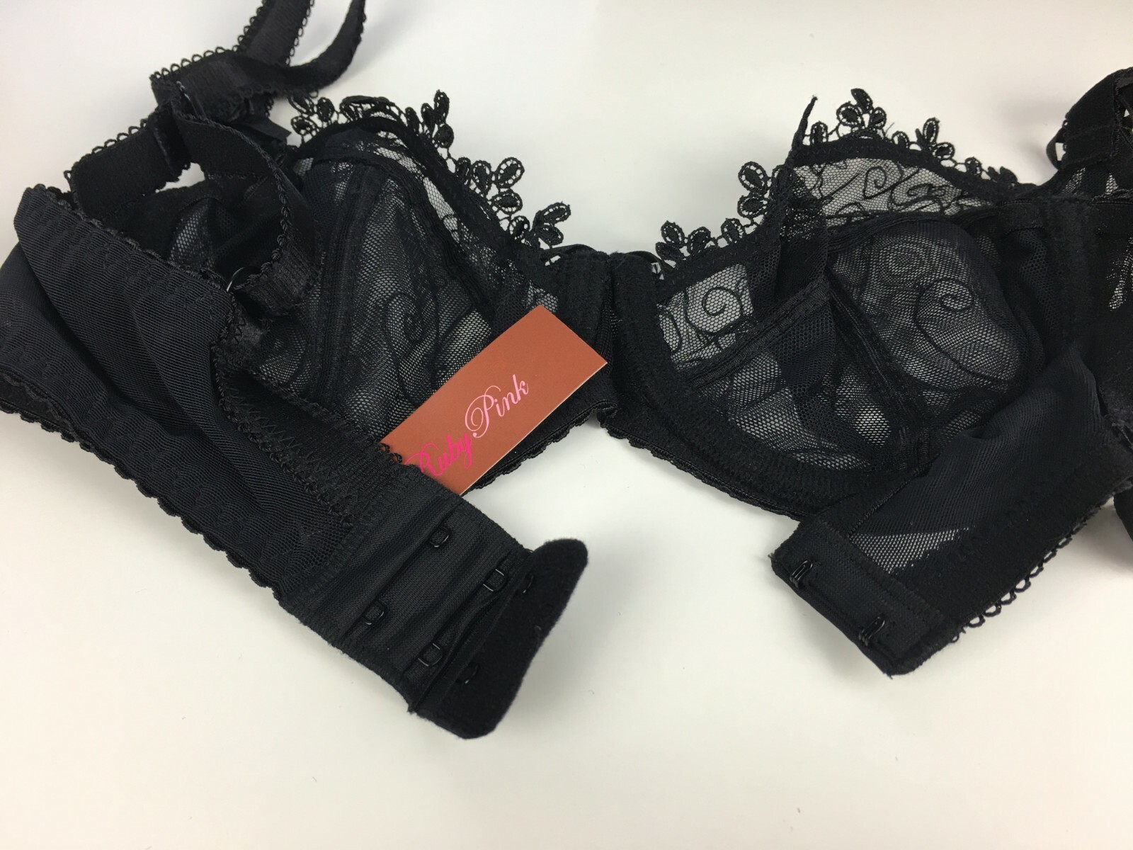 Ruby Pink KEIA Sexy Lingerie Sheer Embroidered Lace Underwire Bra – Black 1051