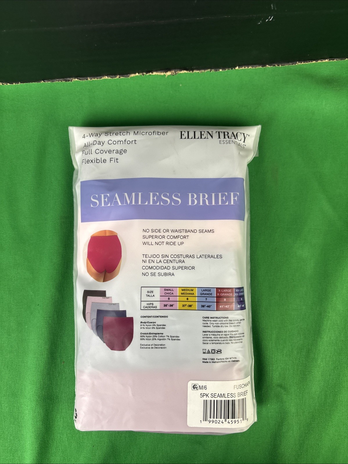 Ellen Tracy Women’s 5-Pack Seamless Brief Size Medium Fuchsia
