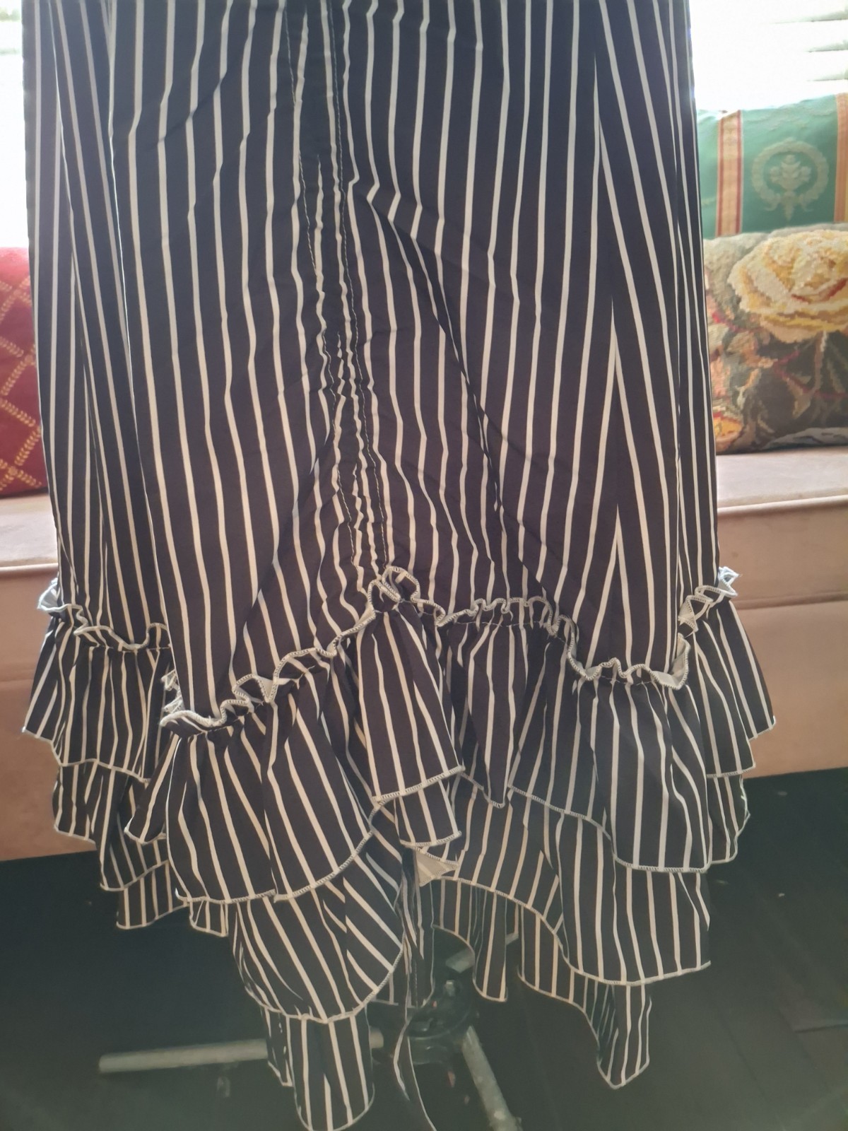 Belle Poque Steampunk Victorian Black White Stripe Skirt NWT Small