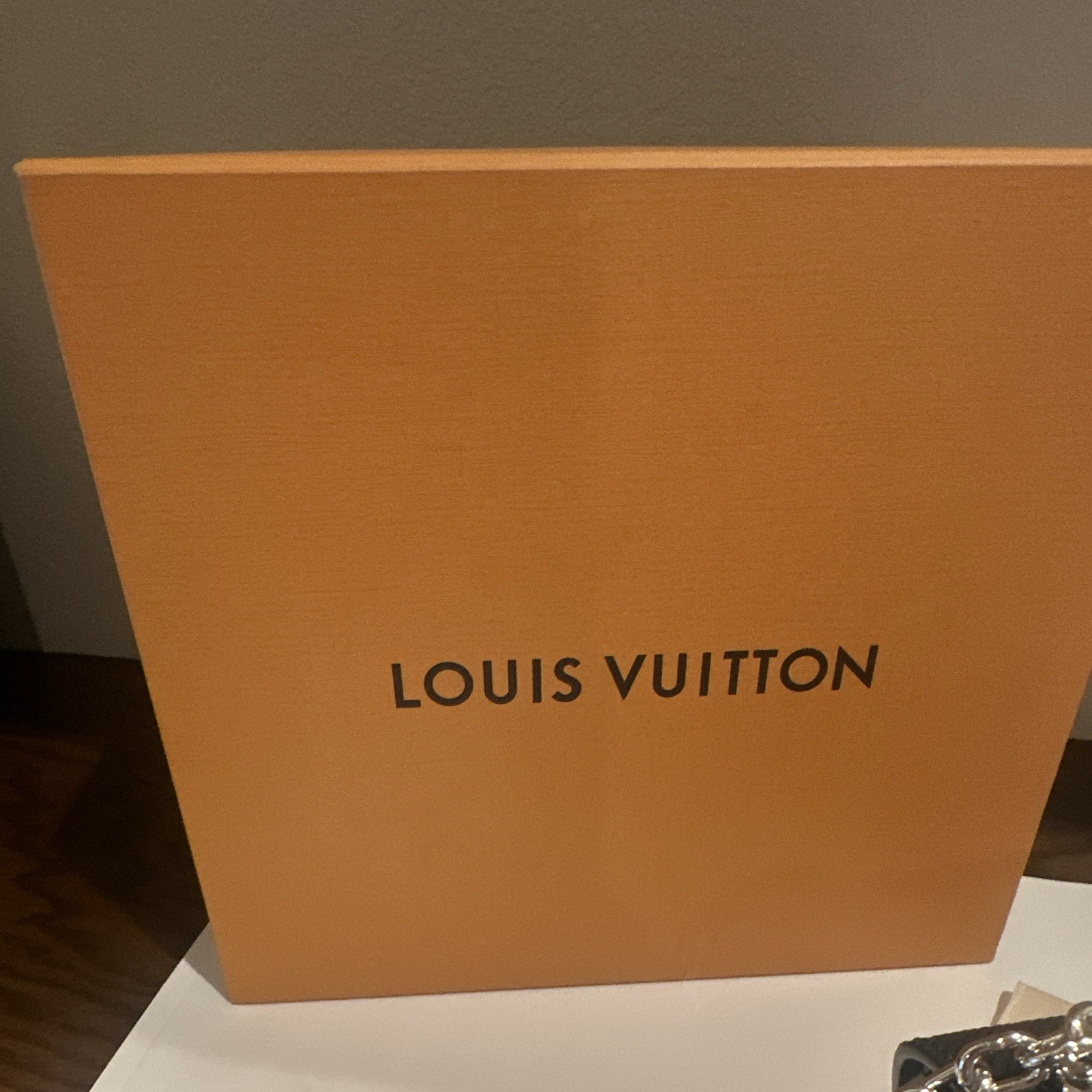 Louis Vuitton Black LV Logo Crossbody Bag Chain Strap Dust Bag Box