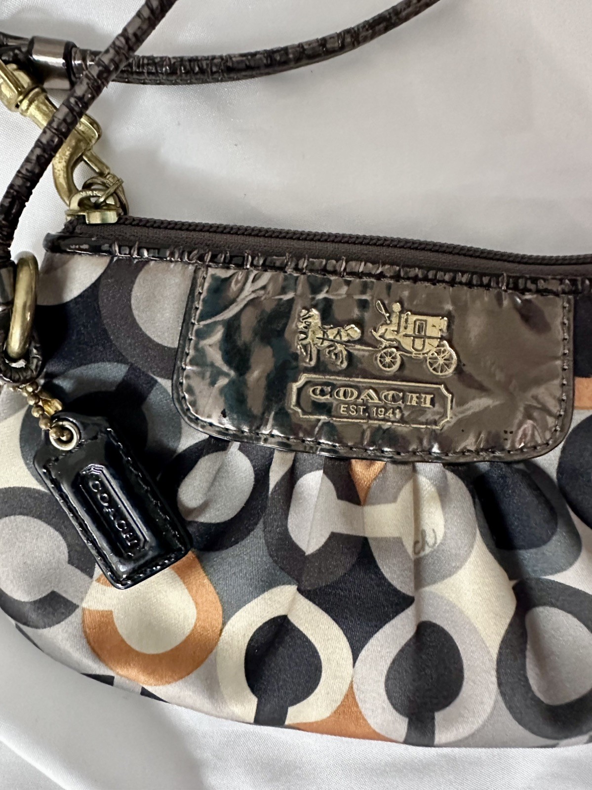 COACH Leather Madison Sabrina Satchel 12937 Gold Metallic Handbag & wristlet