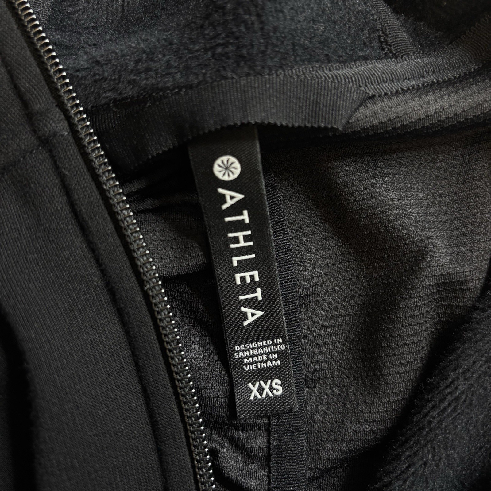 Athleta Longline Black Full Zip Hoodie Women’s Size XXS Mid Thigh Length
