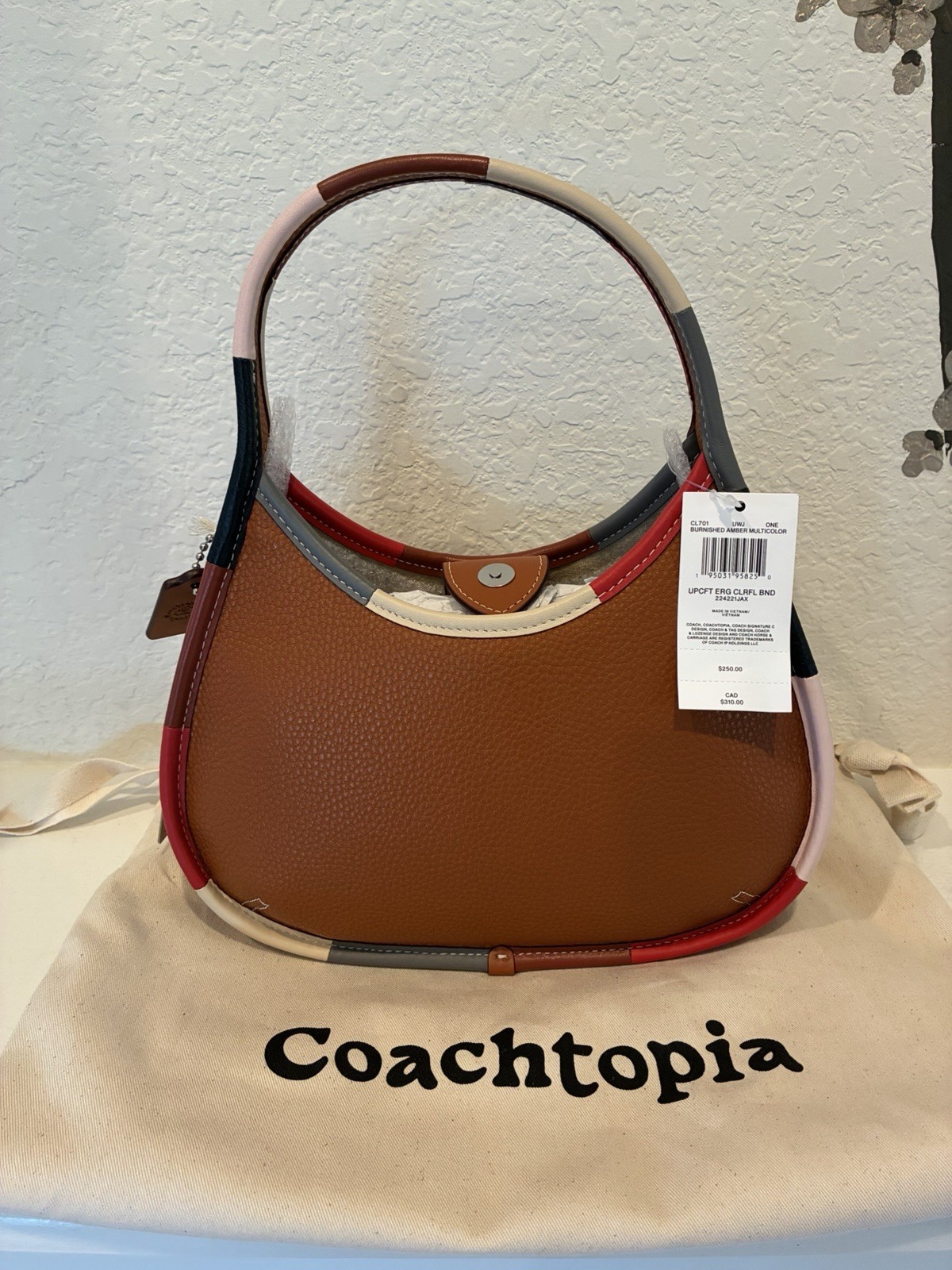 NEW Coach Coachtopia Burnished Amber Leather Ergo Colorblock Standard Bag
