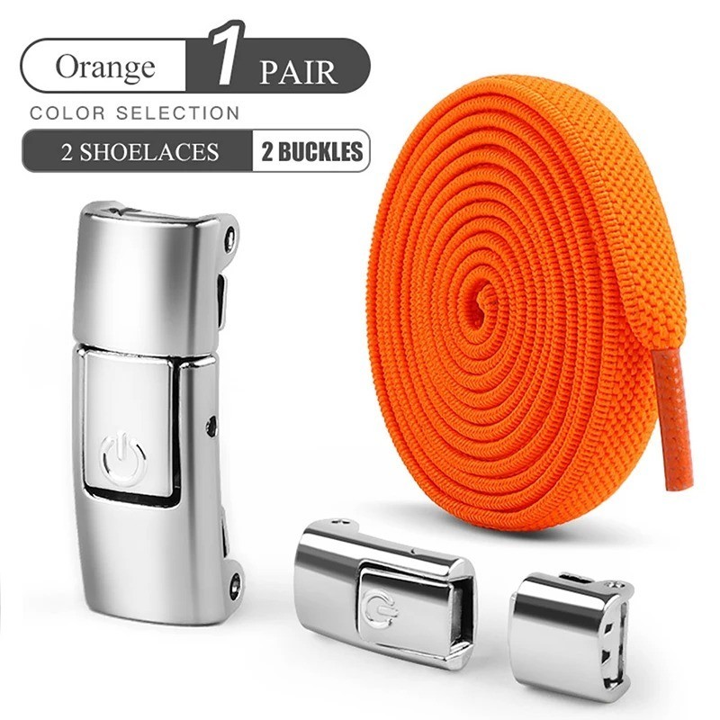 8mm Elastic No Tie Shoelaces Press Lock Flat Laces Kids Adults Sneakers