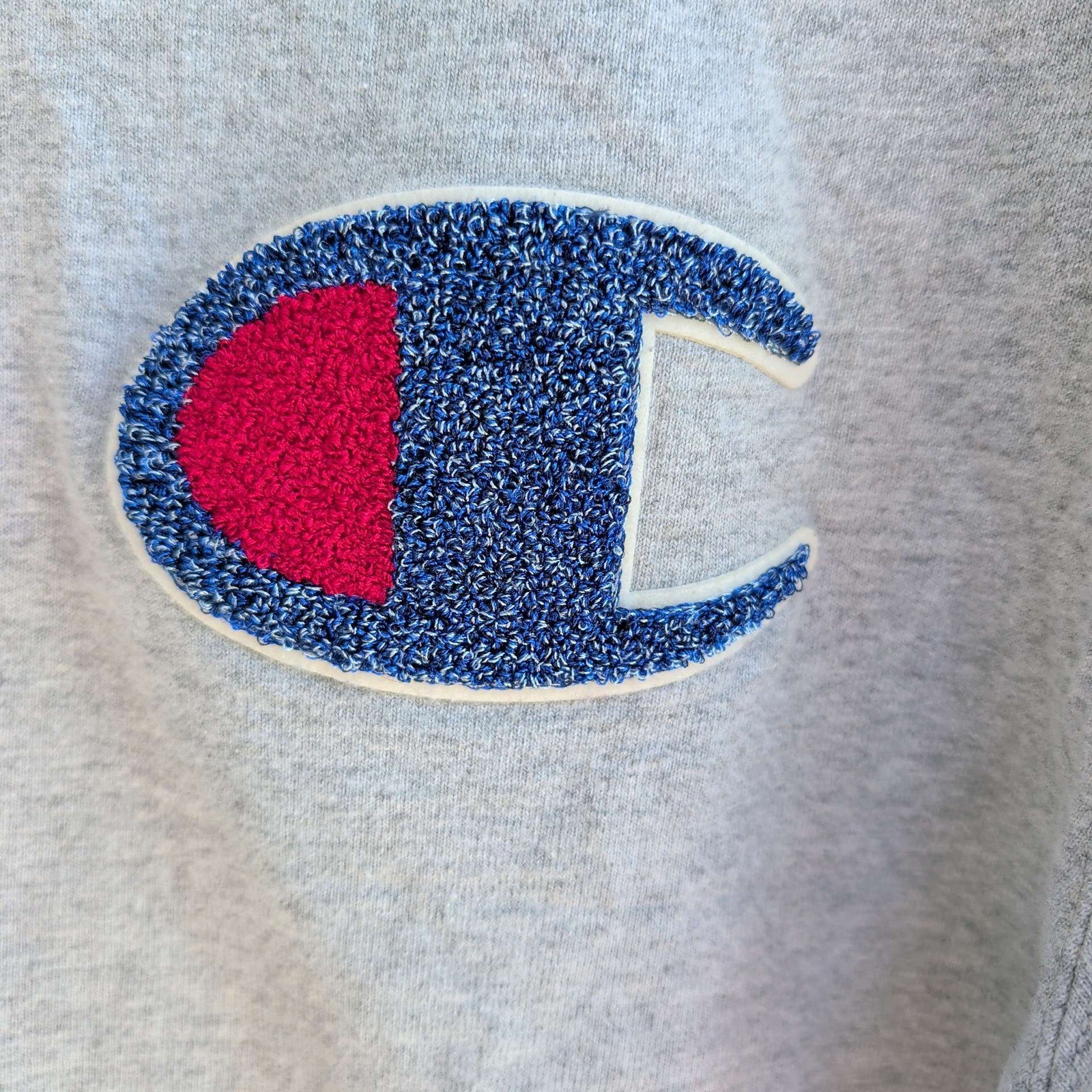 Champion T-Shirt Mens Large Gray Chenille Big C Logo Graphic Tee GT19