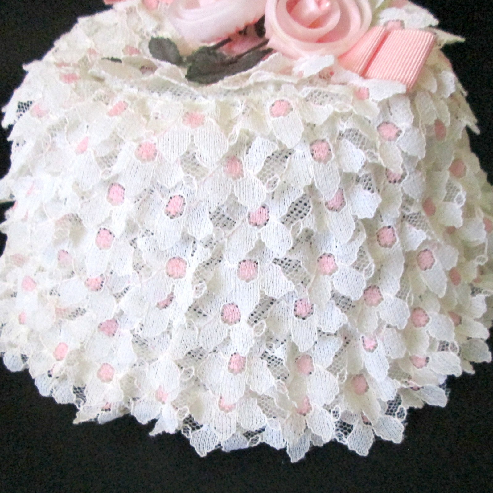 Vintage Lace Ruffle Pillbox Hat Ribbon Roses Grosgrain Ribbon Wedding Church