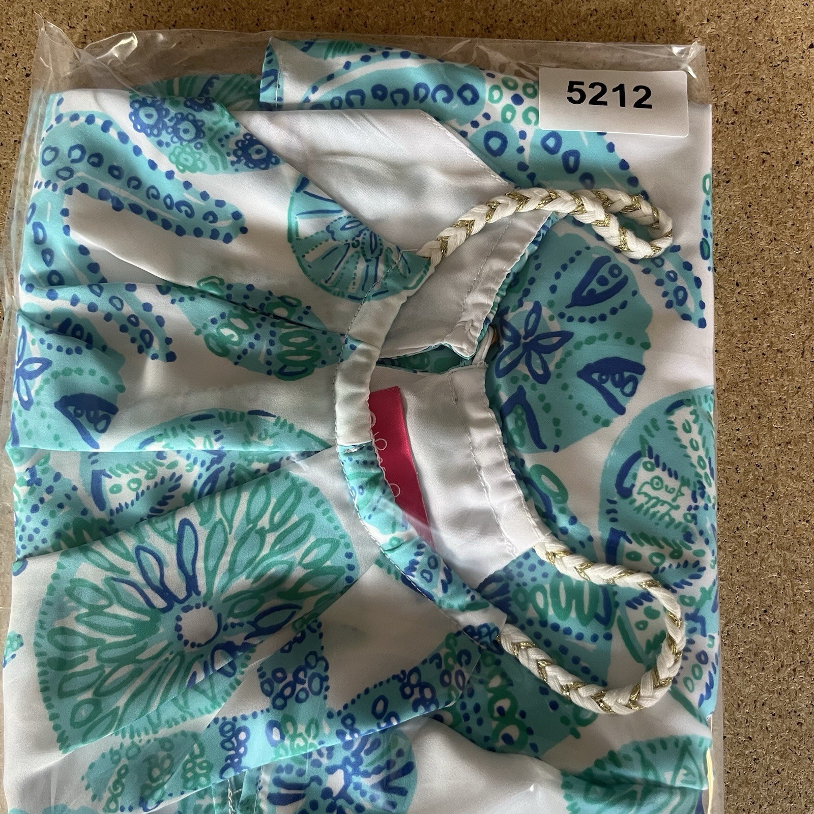 Lilly Pulitzer Halter Top Juniors XL Blue Green Starfish Sand Dollar Braided