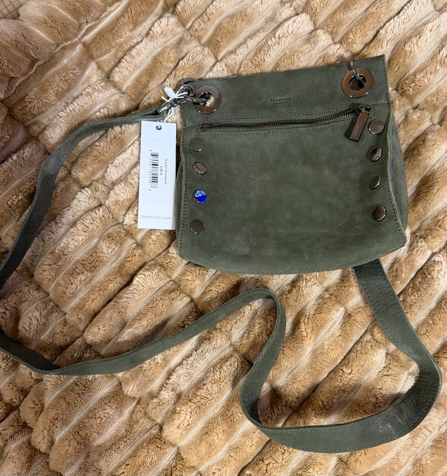 Hammitt Tony Small Olive Natural Leather Crossbody