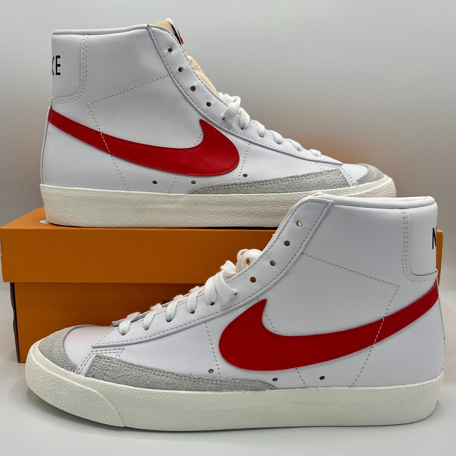 Nike Blazer Mid ’77 VNTG White Habanero Red Medium Blue BQ6806-117 Mens Size NEW