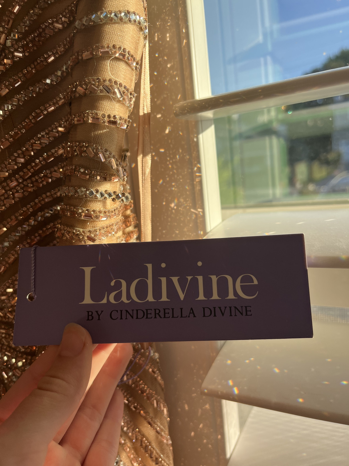 ✨ LaDivine by Cinderella Divine CD845 Rose Gold Beaded Gown – Size 2 – (NWT)