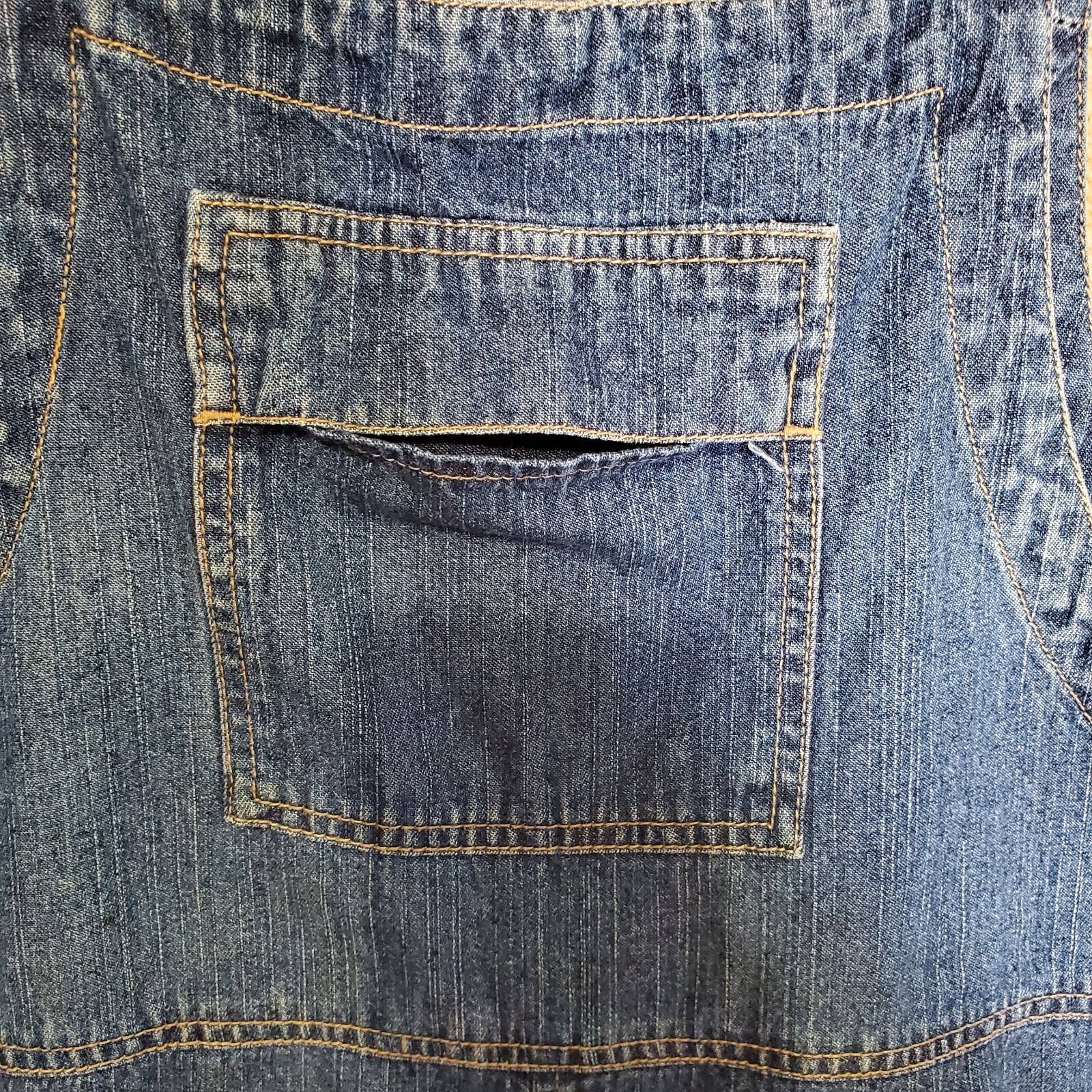 Vintage Overall Dress Sz Large Denim Blue Jean Faded Glory Modest 3 Pocket