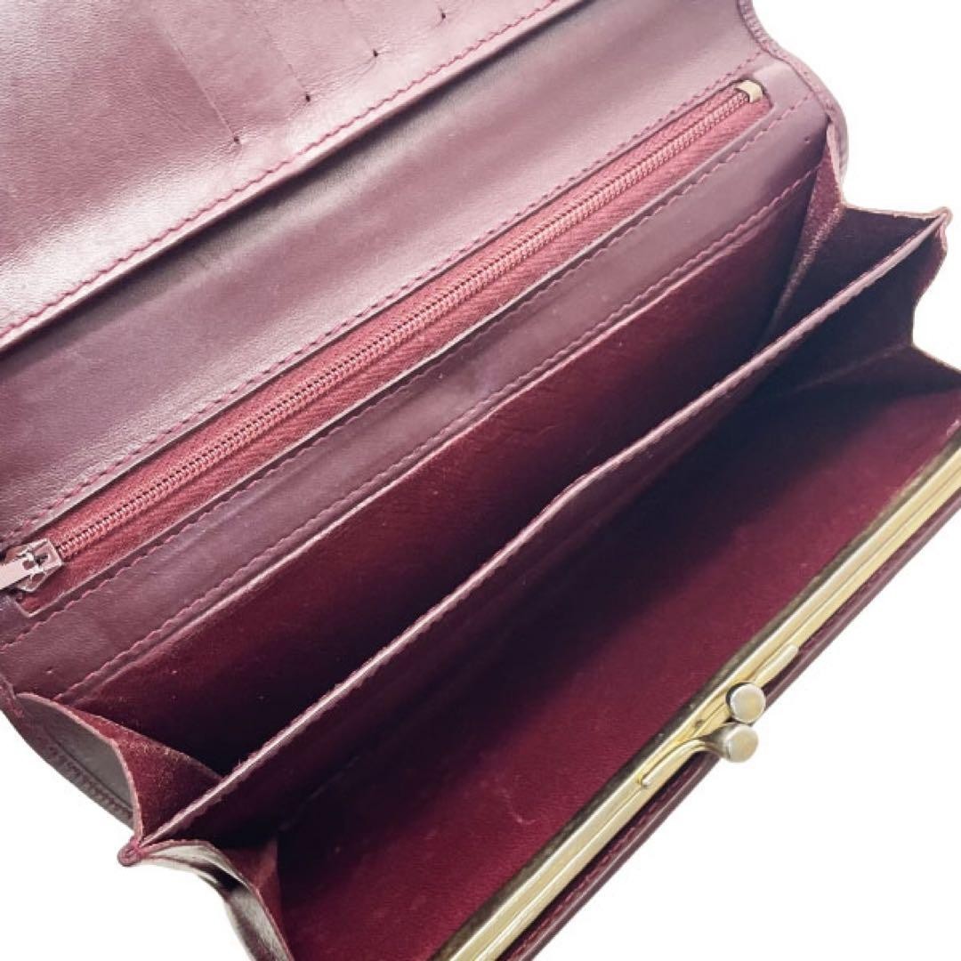 Old Gucci Bi Fold Long Wallet Coin Purse Bordeaux Color 16104