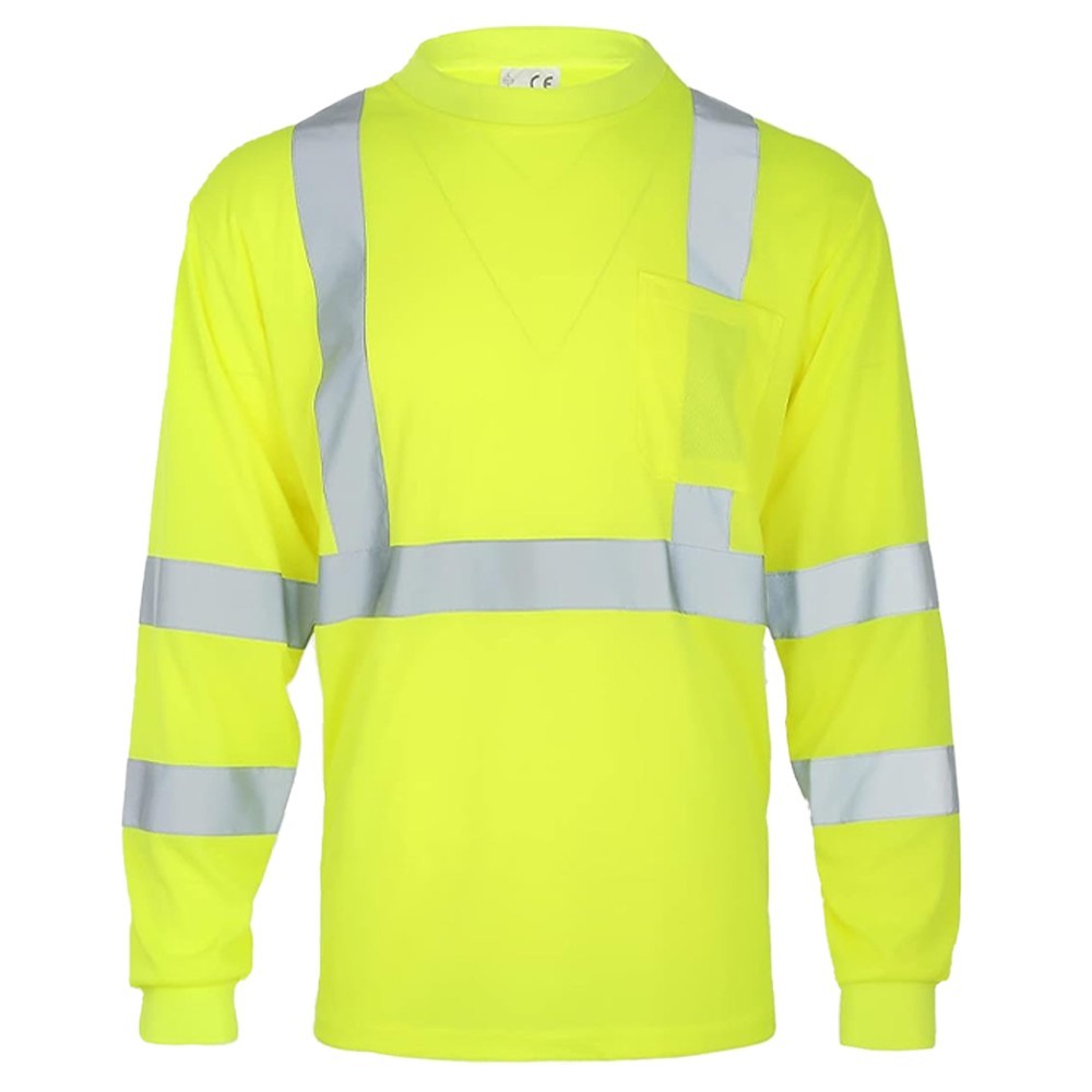 Long Sleeve Safety Shirt for Work, Construction Hi-Vis Two Tone Reflective Wear