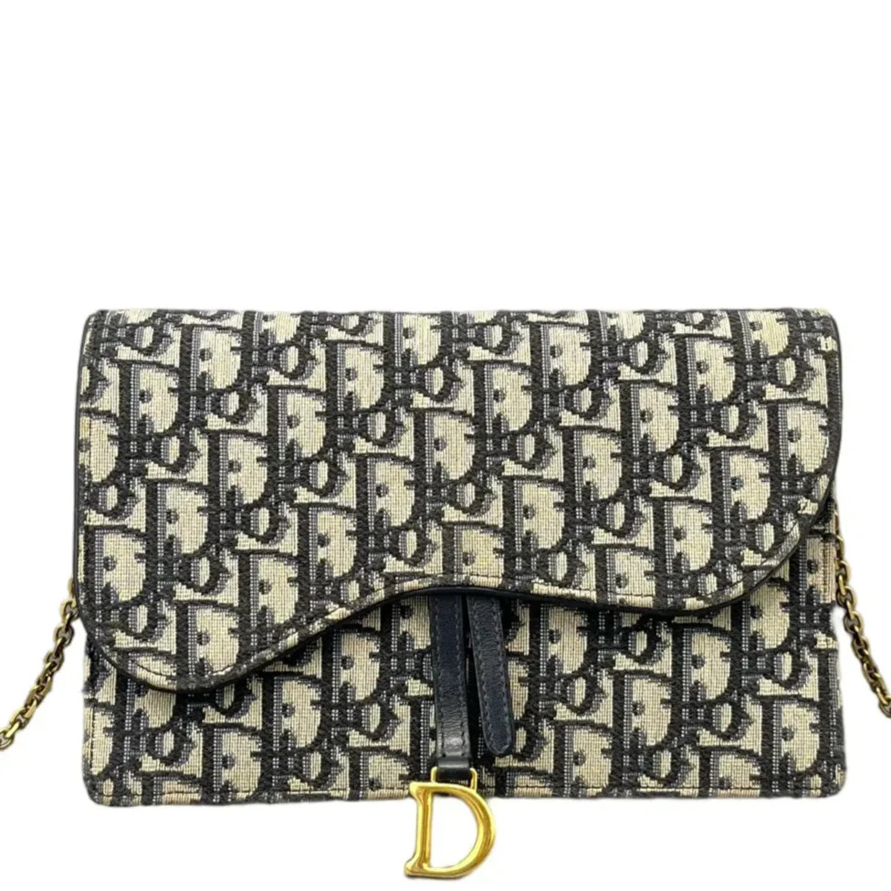 Dior Embroidered My Dior Daily Chain Pouch Blue Beige Oblique (ym052726c9r)