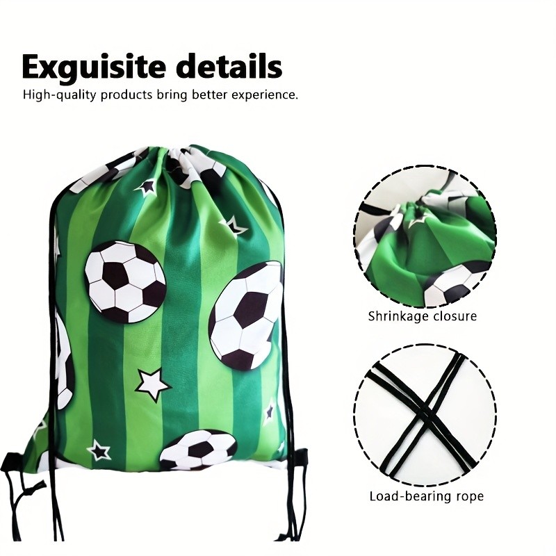 Large Foldable Football Print Drawstring Backpack Unisex Casual Sports Bag ◐