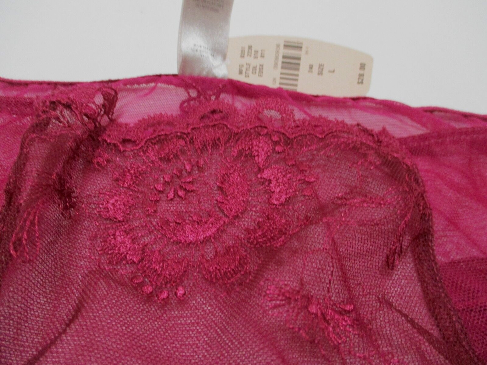 Victorias Secret Fushia Thong Panty Size L Mesh Lace Hiphugger Zipper