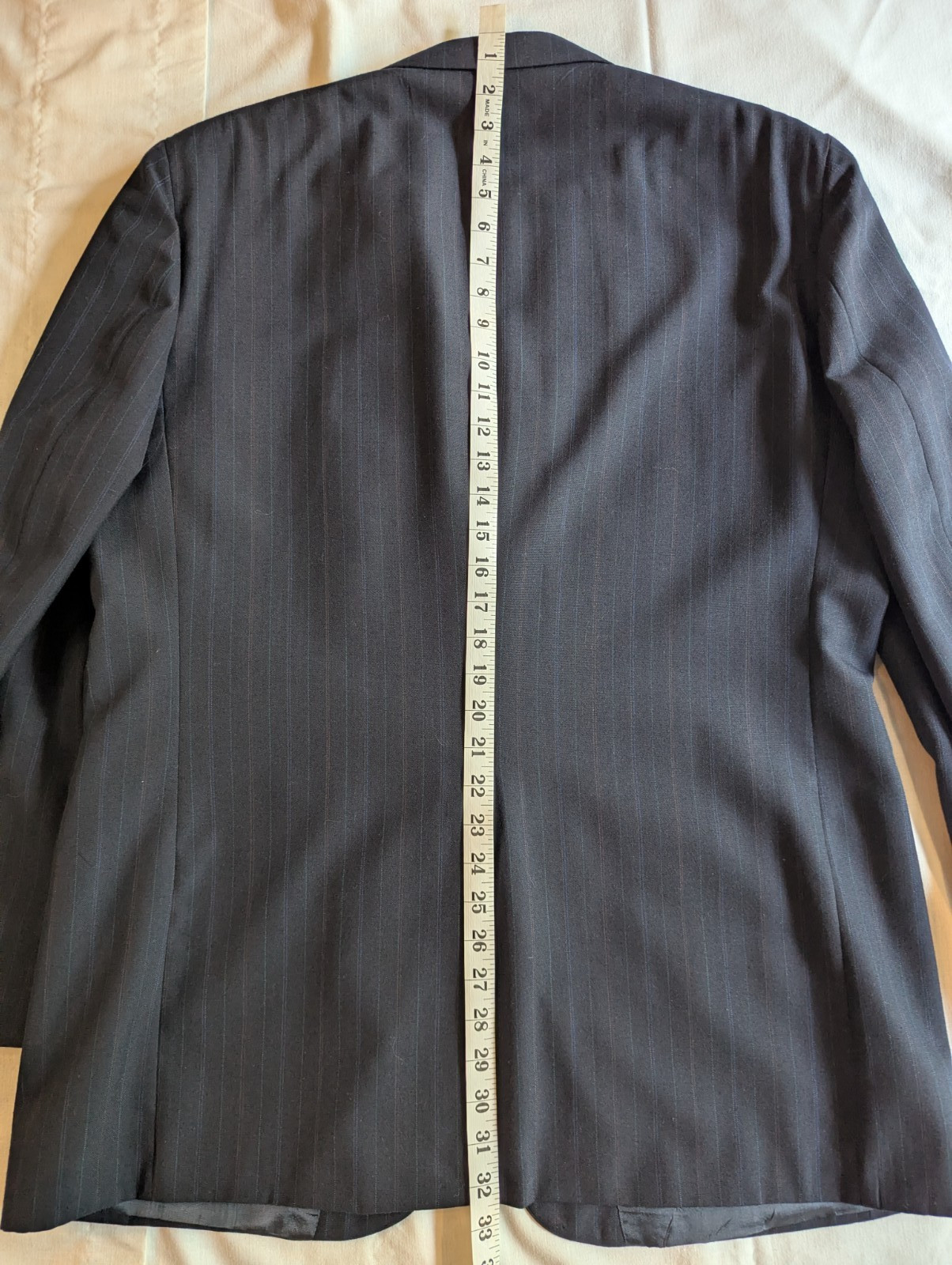 TownCraft Men’s Black Pinstripe Suit Jacket & Pants, Multicolored Pinstripes