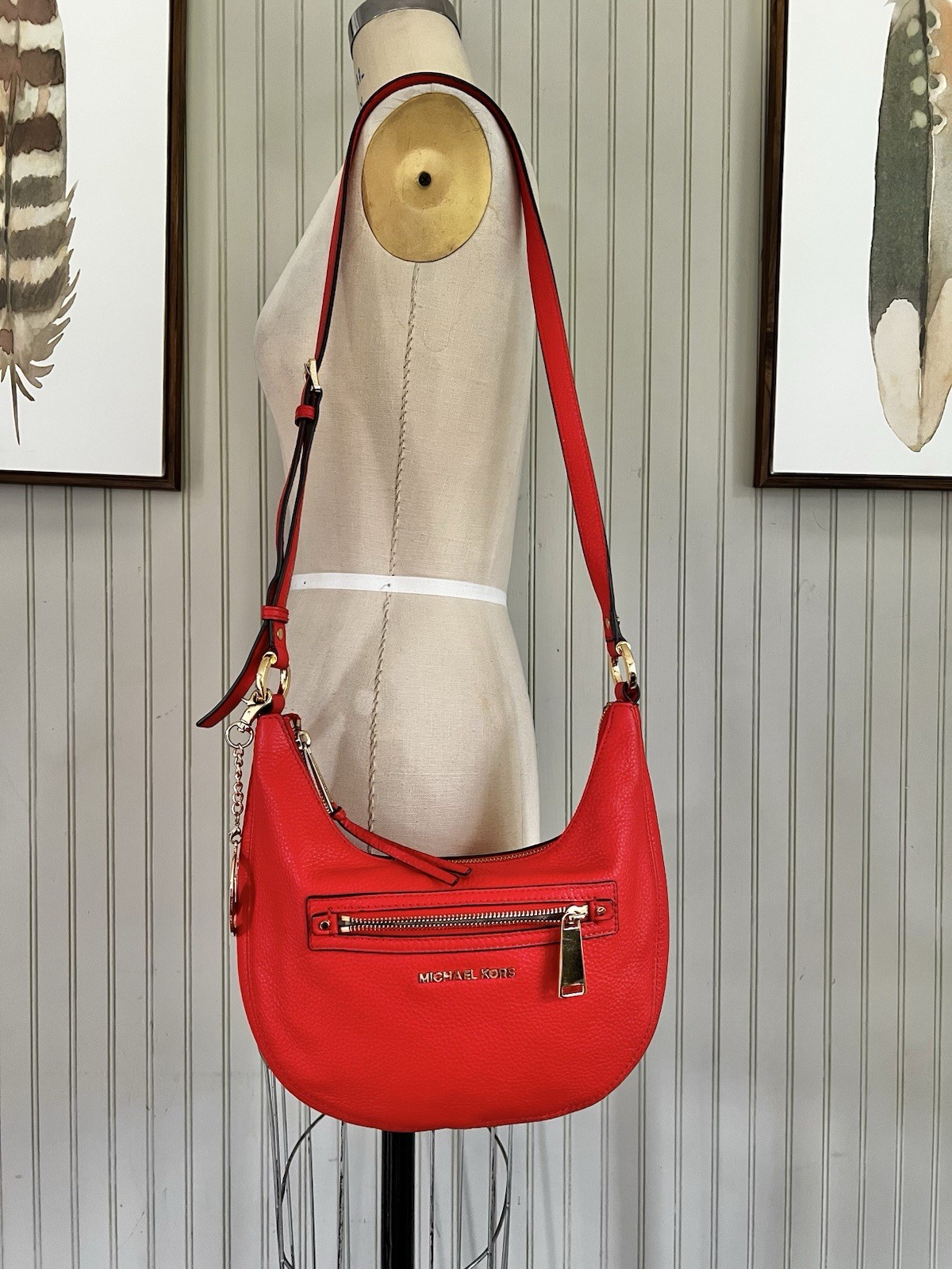 Michael Kors NWOT Crescent Hobo Bag Mandarin Orange / Gold