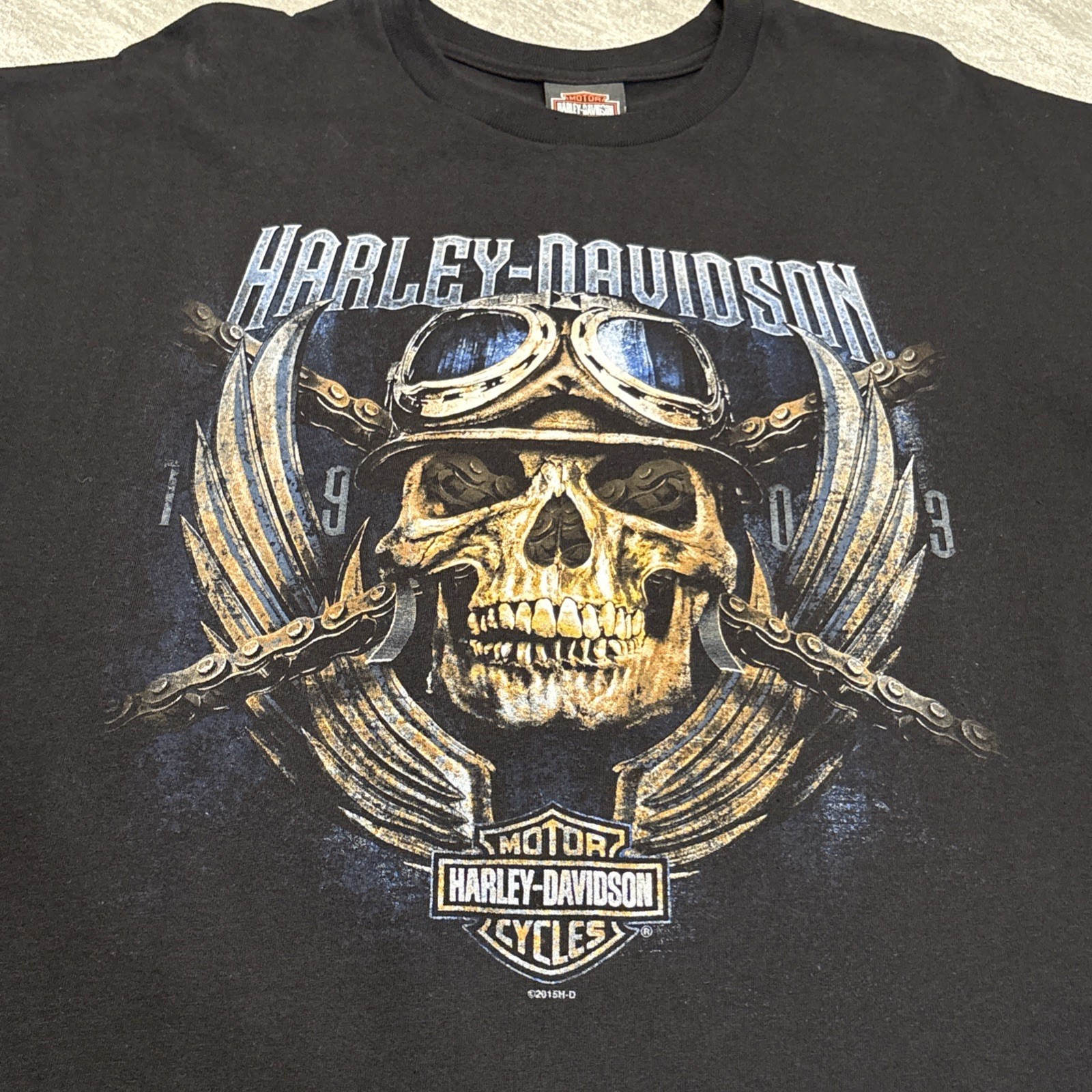 New 2015 Harley Davidson Skull American Flag Eagle Biker Motorcycle Shirt XL