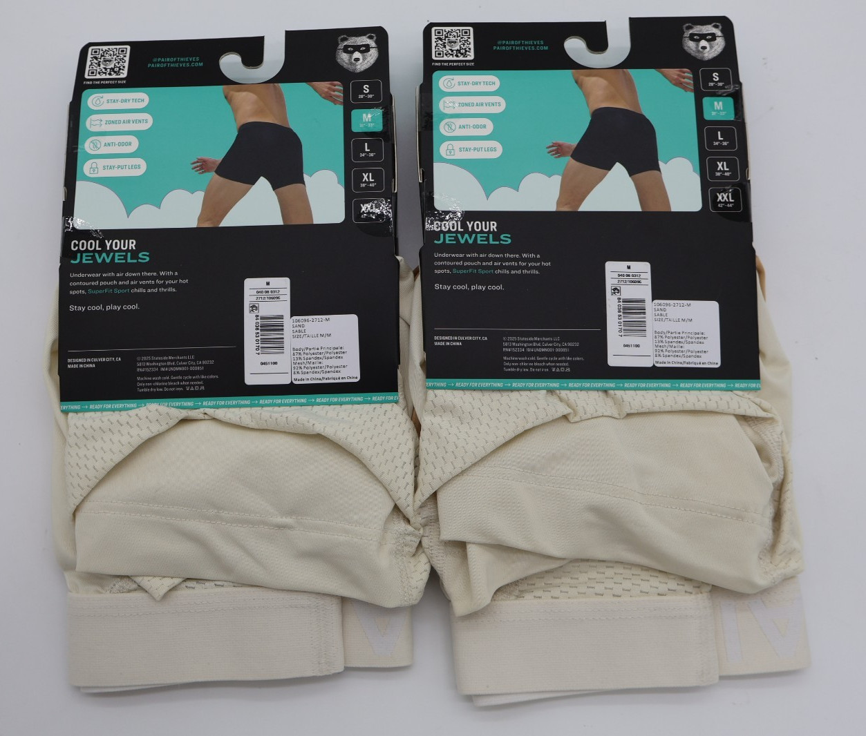 Pair of Thieves Men’s Super Cool Boxer Briefs 4pk MEDIUM Neutral Tan & White NWT