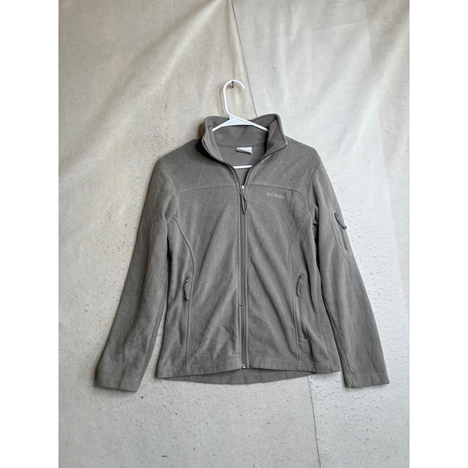 Columbia Womens Fast Trek II Full Zip Fleece Jacket Gray Size S Mock Neck Hiking