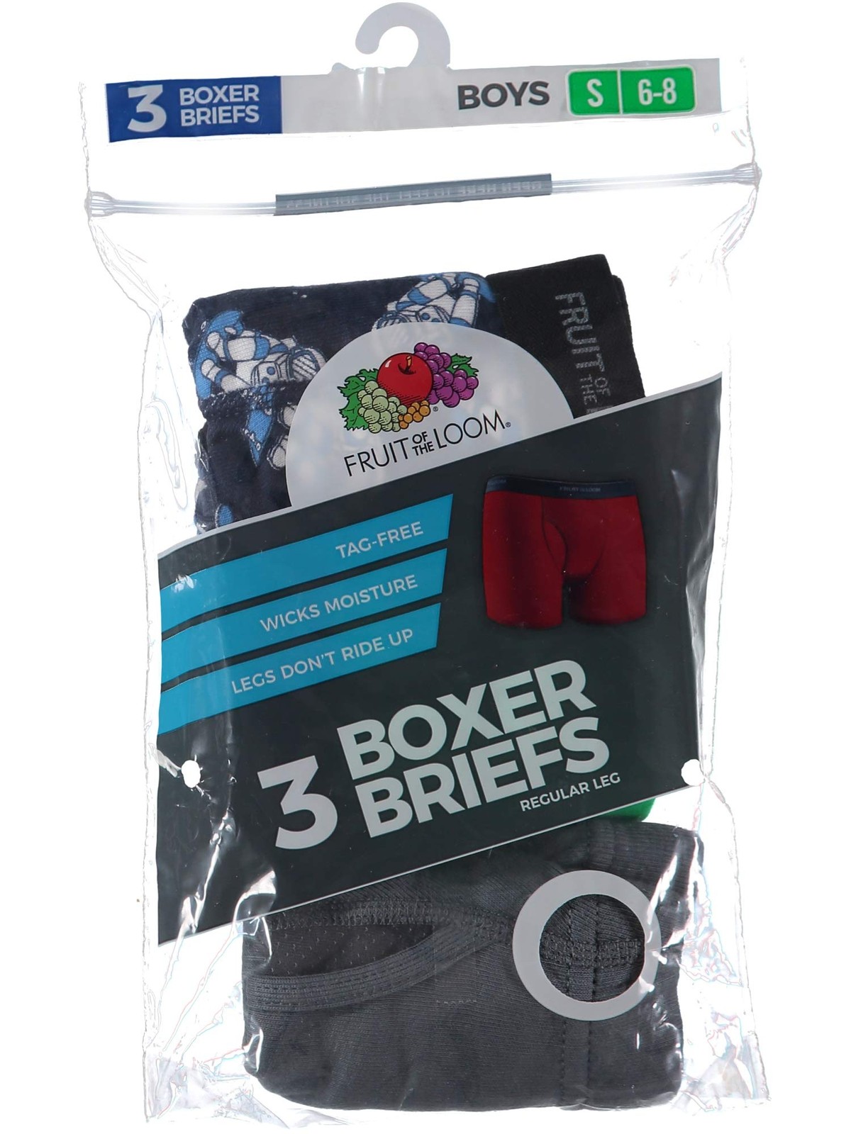 Fruit Of The Loom Boys Boxer Brief Exposed And Covered Waistband Assorted