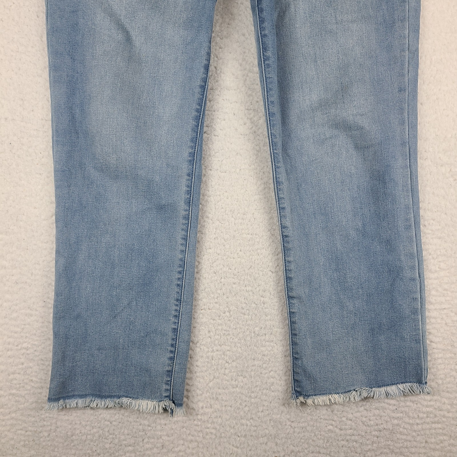 Democracy Jeans Womens 12 Blue Ab Technology Straight Leg Fray Light Wash Denim