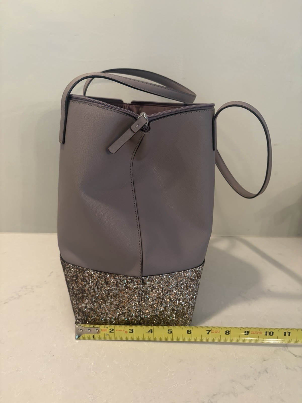 Kate Spade Greta Court Glitter Penny Tote Cityscape Grey