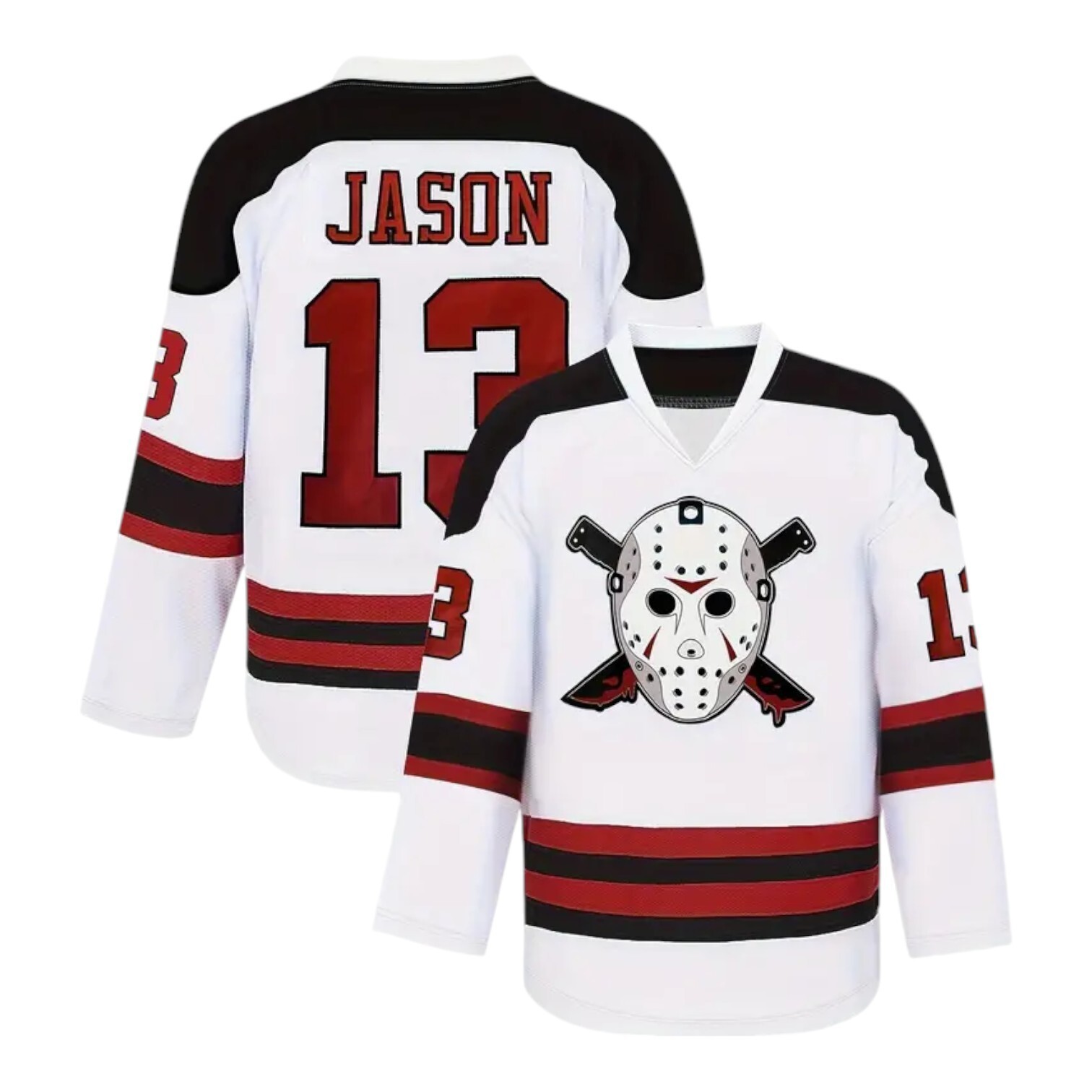 Friday The 13th Jason Voorhees Mask Hockey Jersey Movie Horror White XXL 2XL