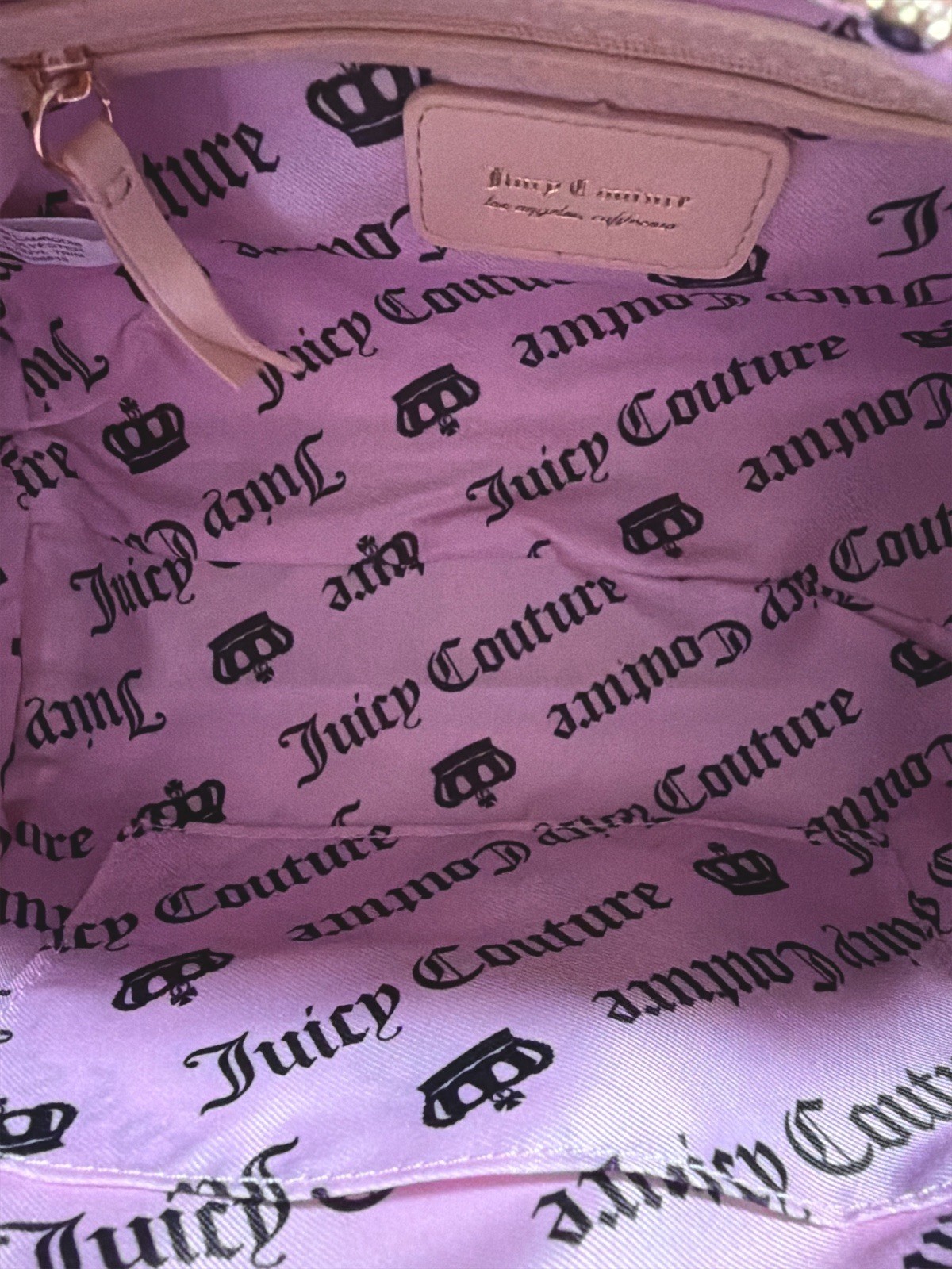 Juicy Couture Sweet Tea Party Satchel Crossbody Bag Pink Clay Embroidery Cherry