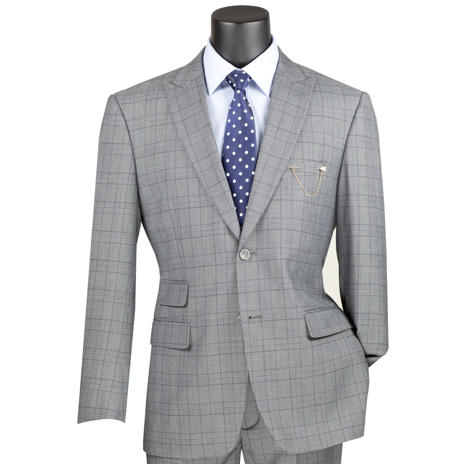 VINCI Men’s Glen Plaid 2-Button Modern Fit Business Suit 36S-56L, 4 Colors – NEW