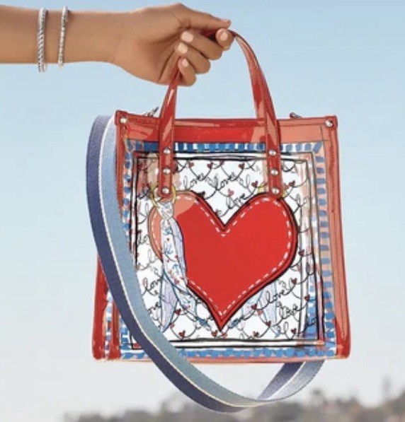 NWT BRIGHTON STRIPED LOVE CLEAR TOTE Crossbody Designer Blue Canvas Strap-NIP