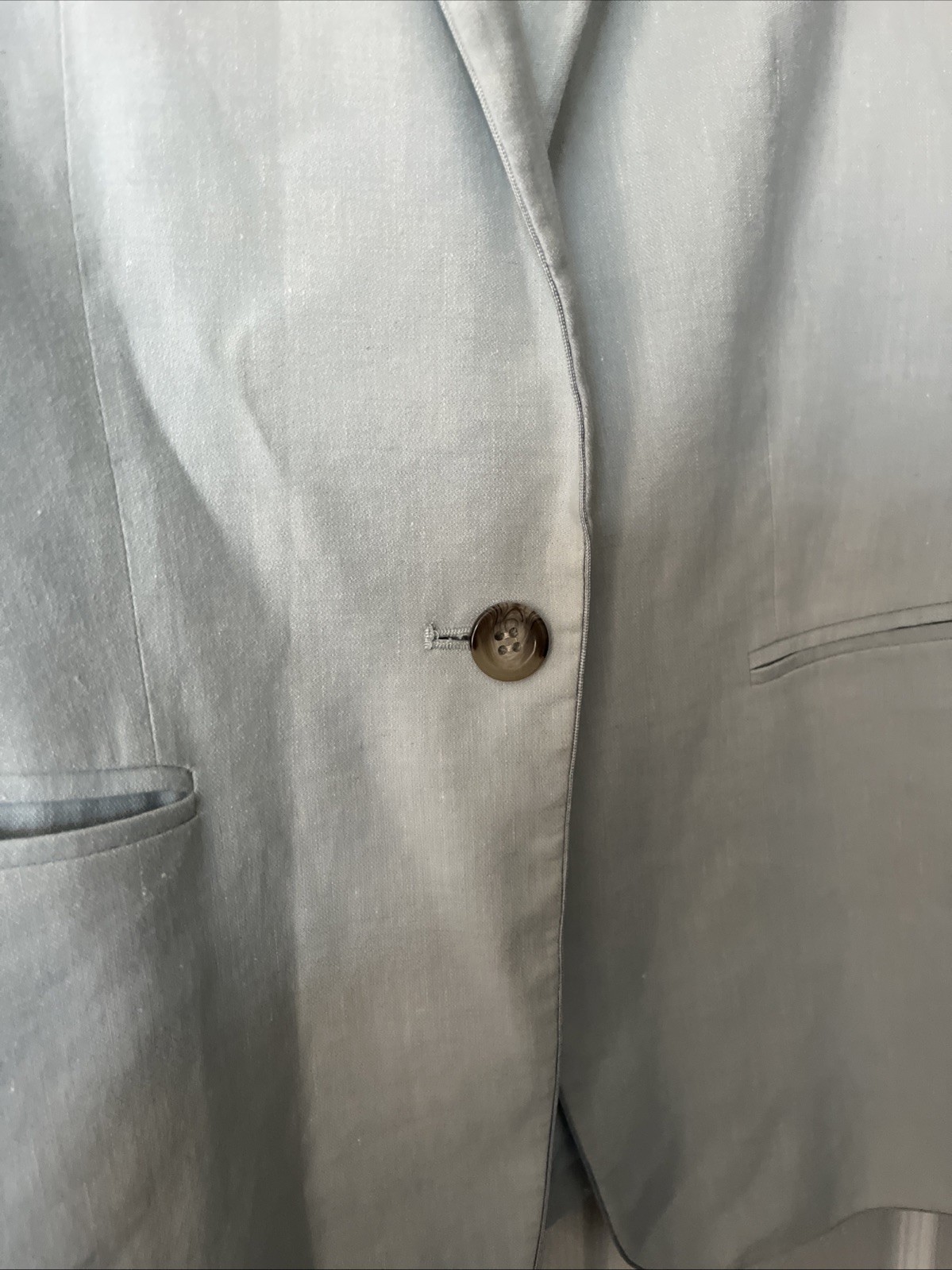 ANN TAYLOR Pale Turquoise THE CUTAWAY LINEN BLEND BLAZER JACKET SZ 14 Petite