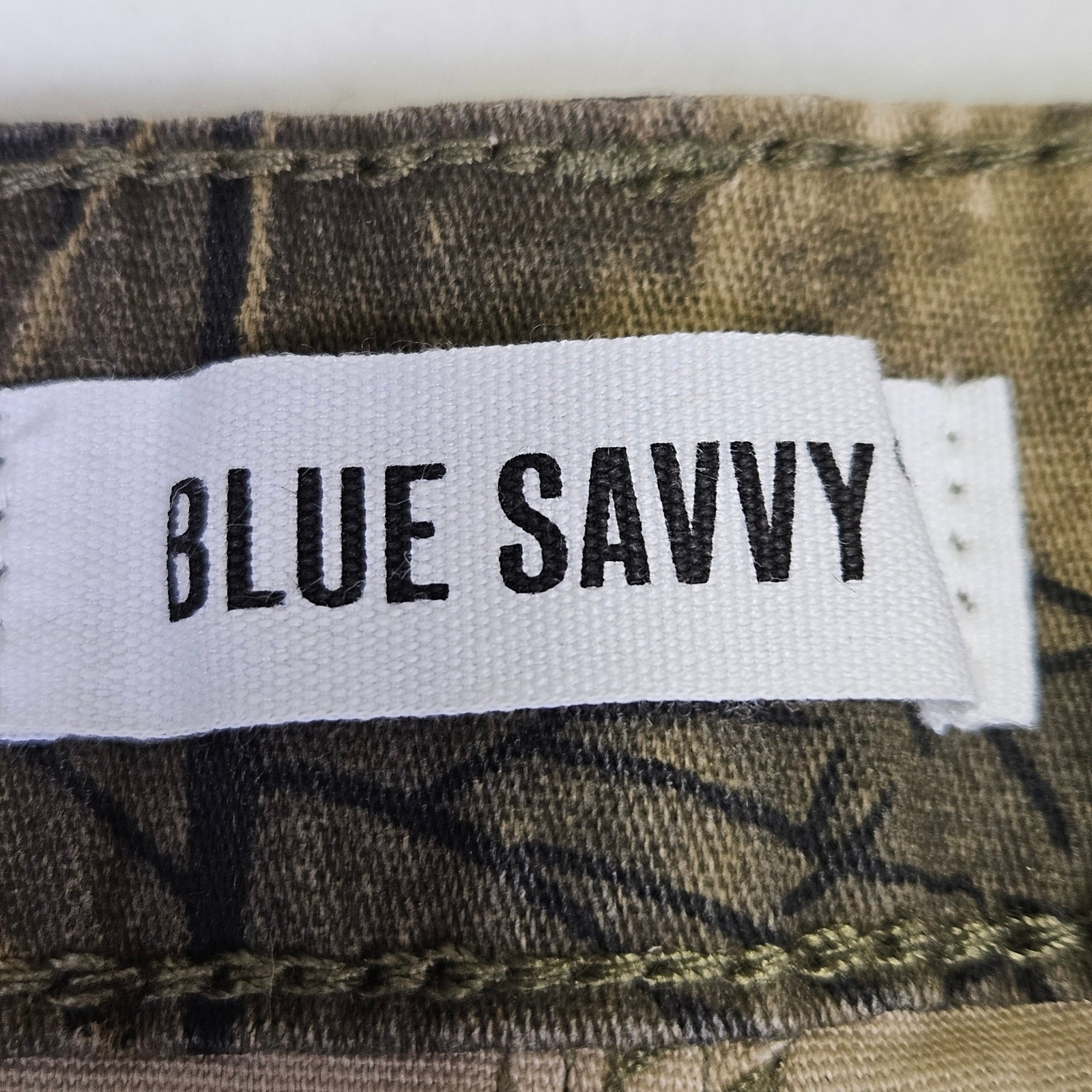 Blue Savvy Camo Pants Womens 14 Jeans Hiking Outdoor Straight Leg Stretch Brown