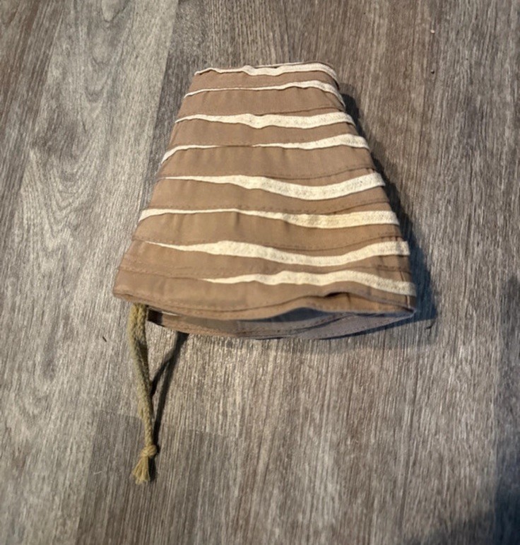 Sun ‘N’ Sand Packable Ribbon Sun Hat, Taupe/White Striped Foldable Beach Hat
