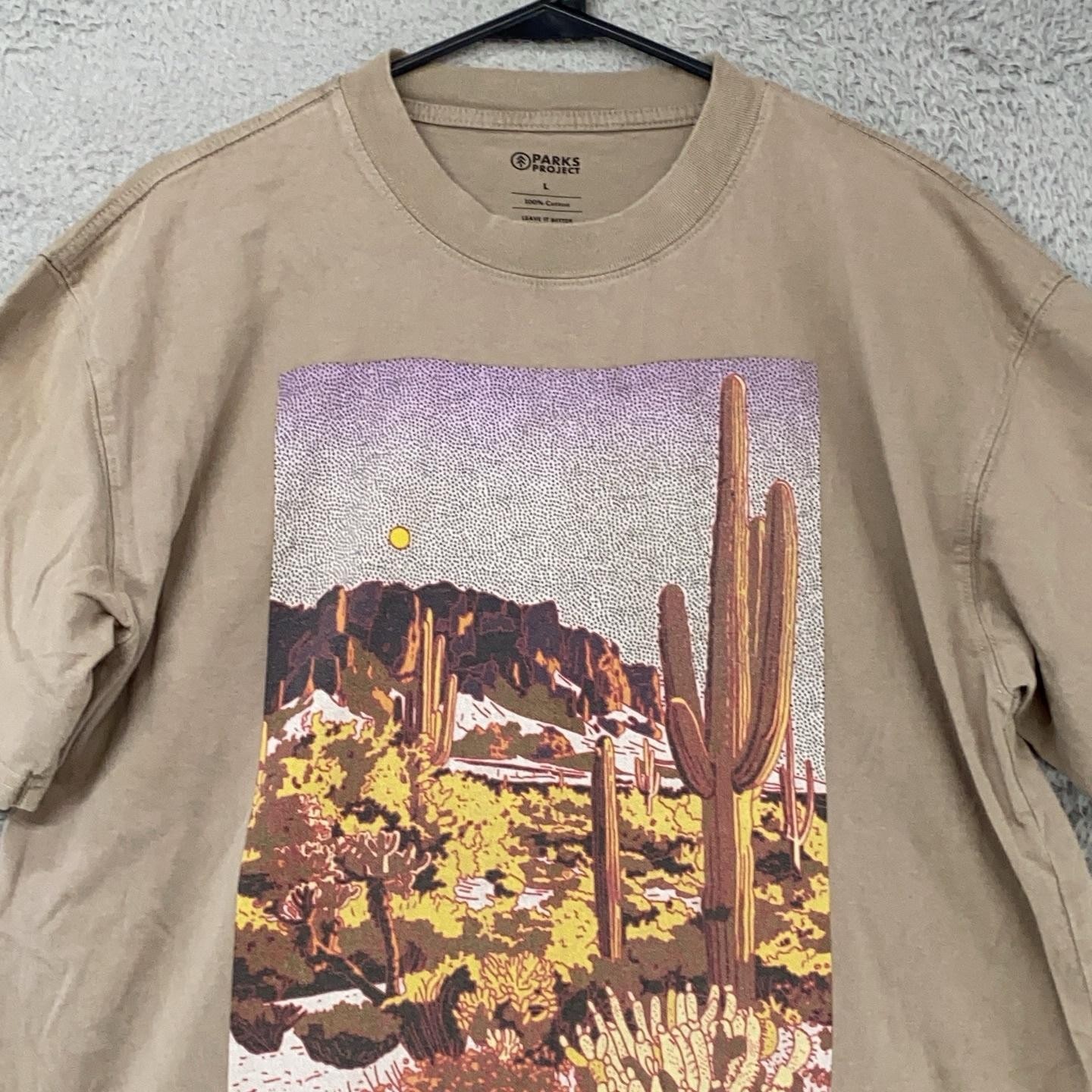 Parks Project Shirt Mens Large Beige Saguaro National Park Graphic Tee Outdoor