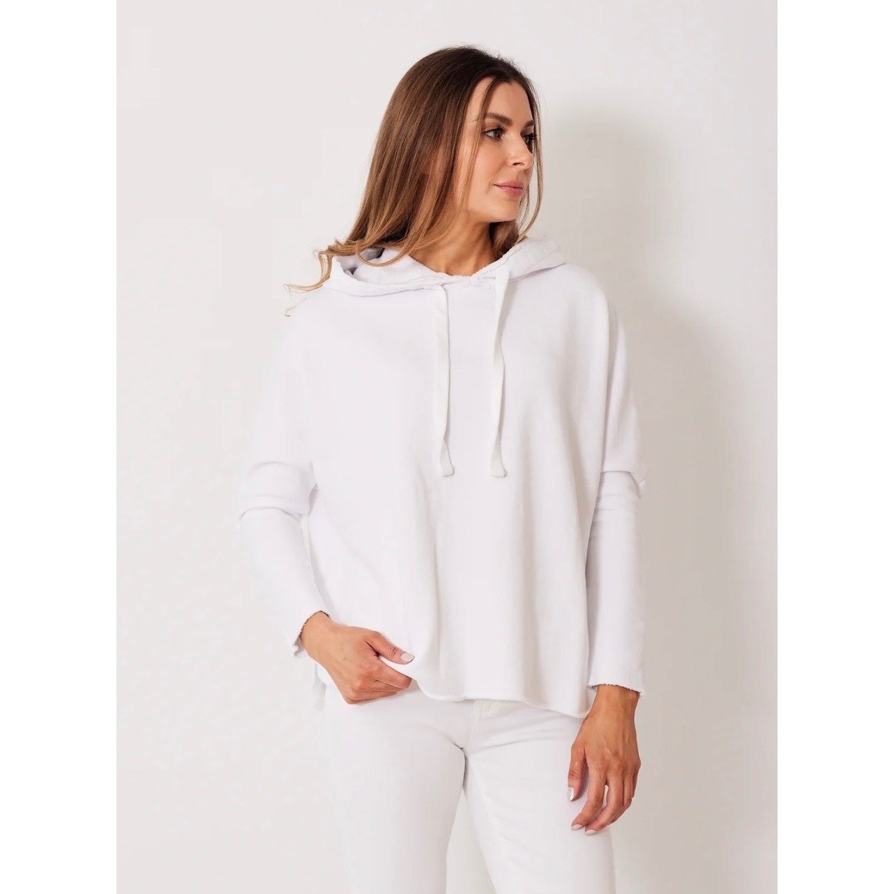 Frank & Eileen Kane Capelet Oversized Hoodie Sweatshirt Size L White Comfort NEW