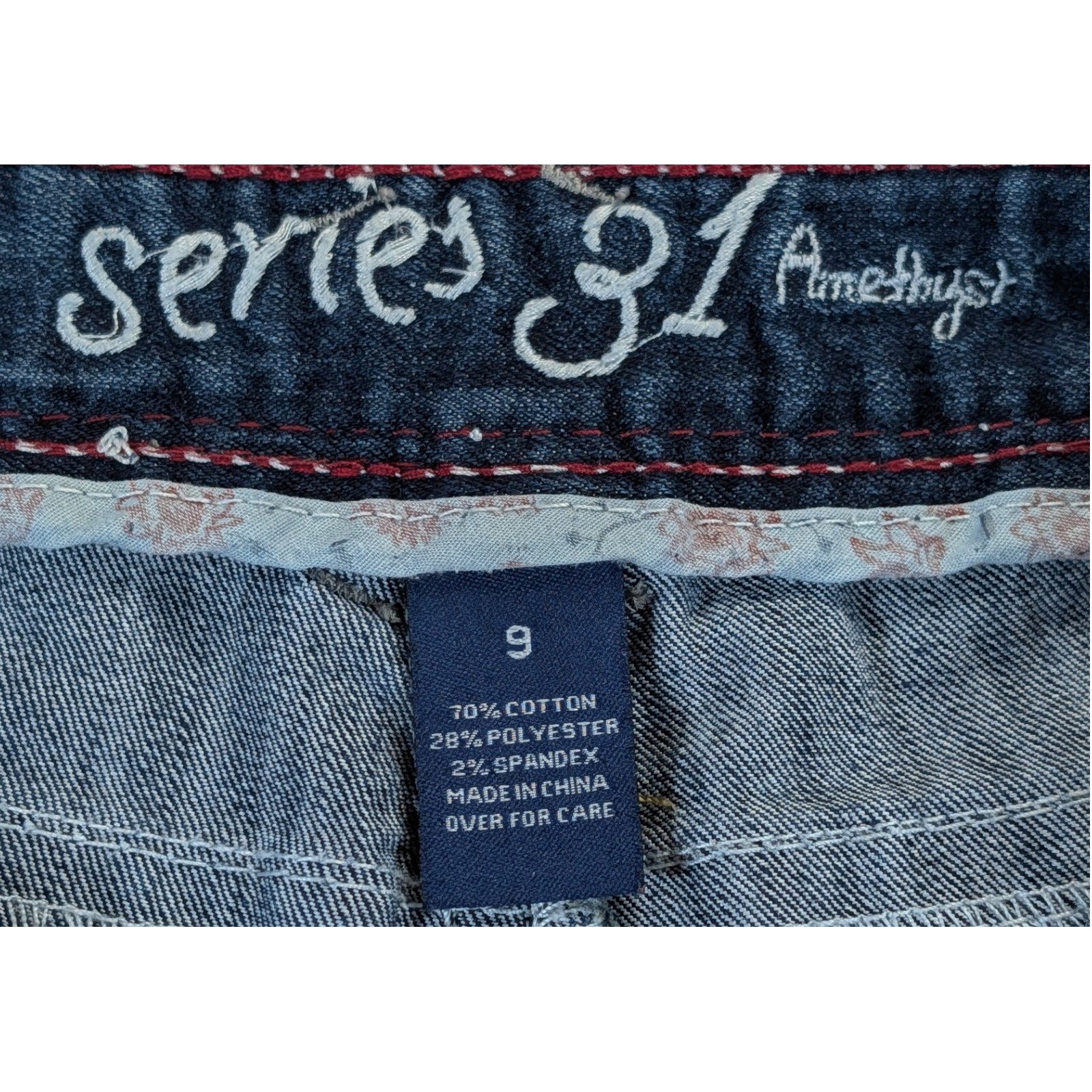 Series 31 Amethyst Jeans Womens 9 Dark Wash Thick Stitch Bootcut Flap Pocket Y2K