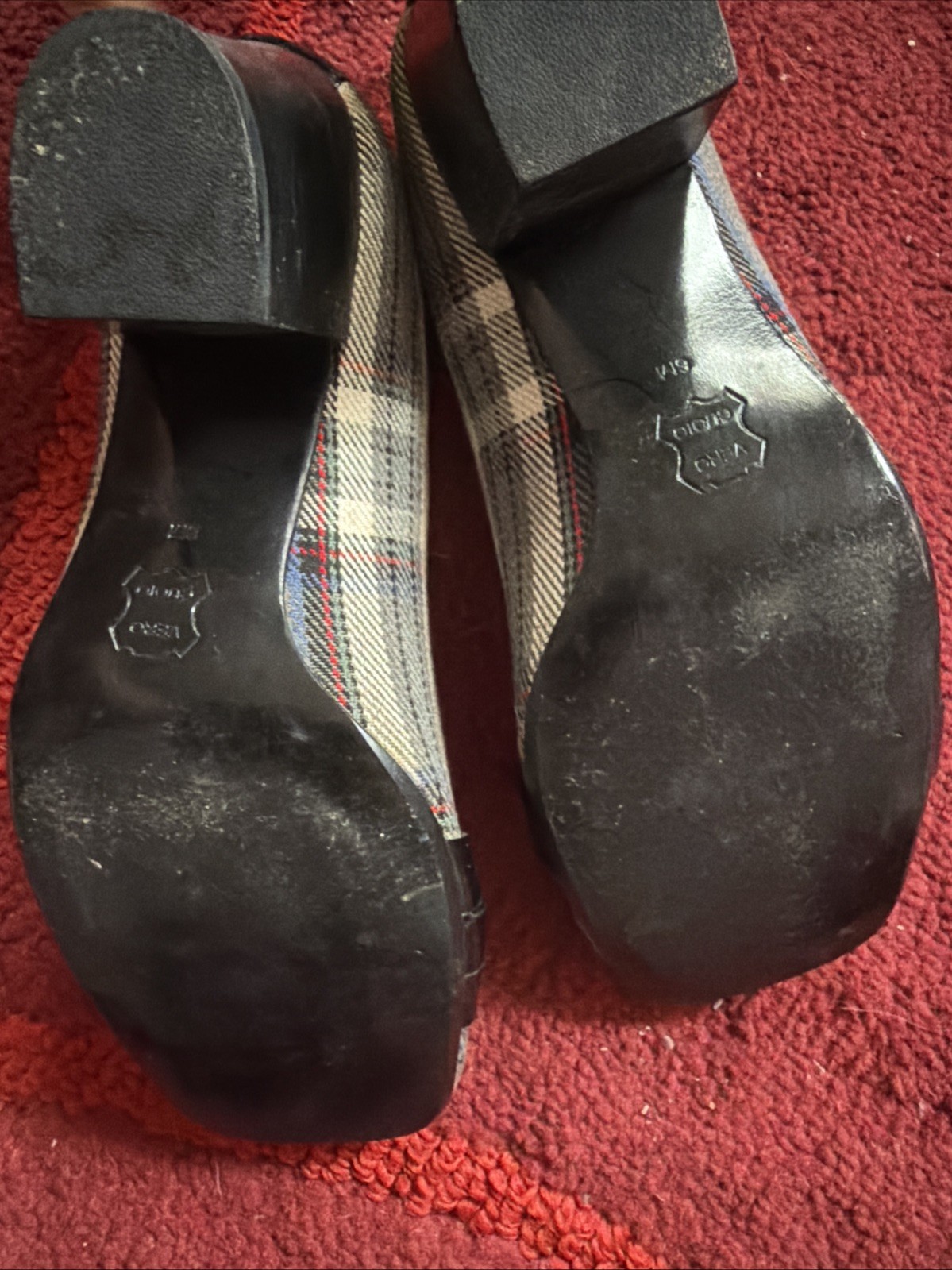 Jessica Bennett Plaid Tartan Vintage 90s Square Heel Pumps 6M