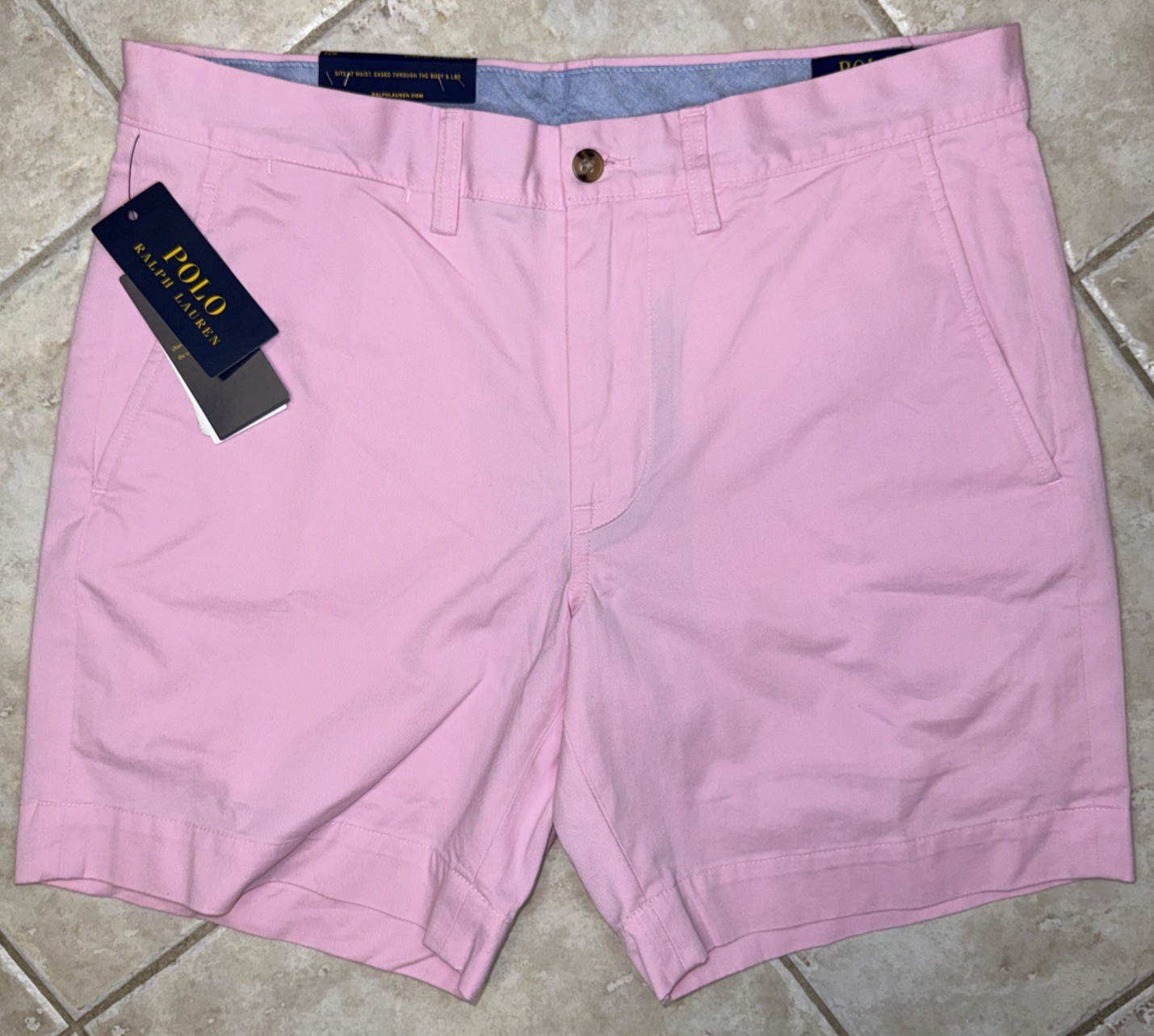 Polo Ralph Lauren Mens 34 Stretch Classic Fit 7″ Shorts Pink w/ Blue Pony NWT
