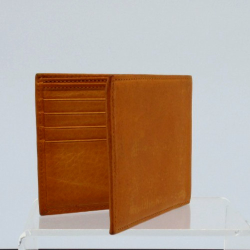Wallet Mens Smooth Leather Bifold Leather Lining NEW TAN