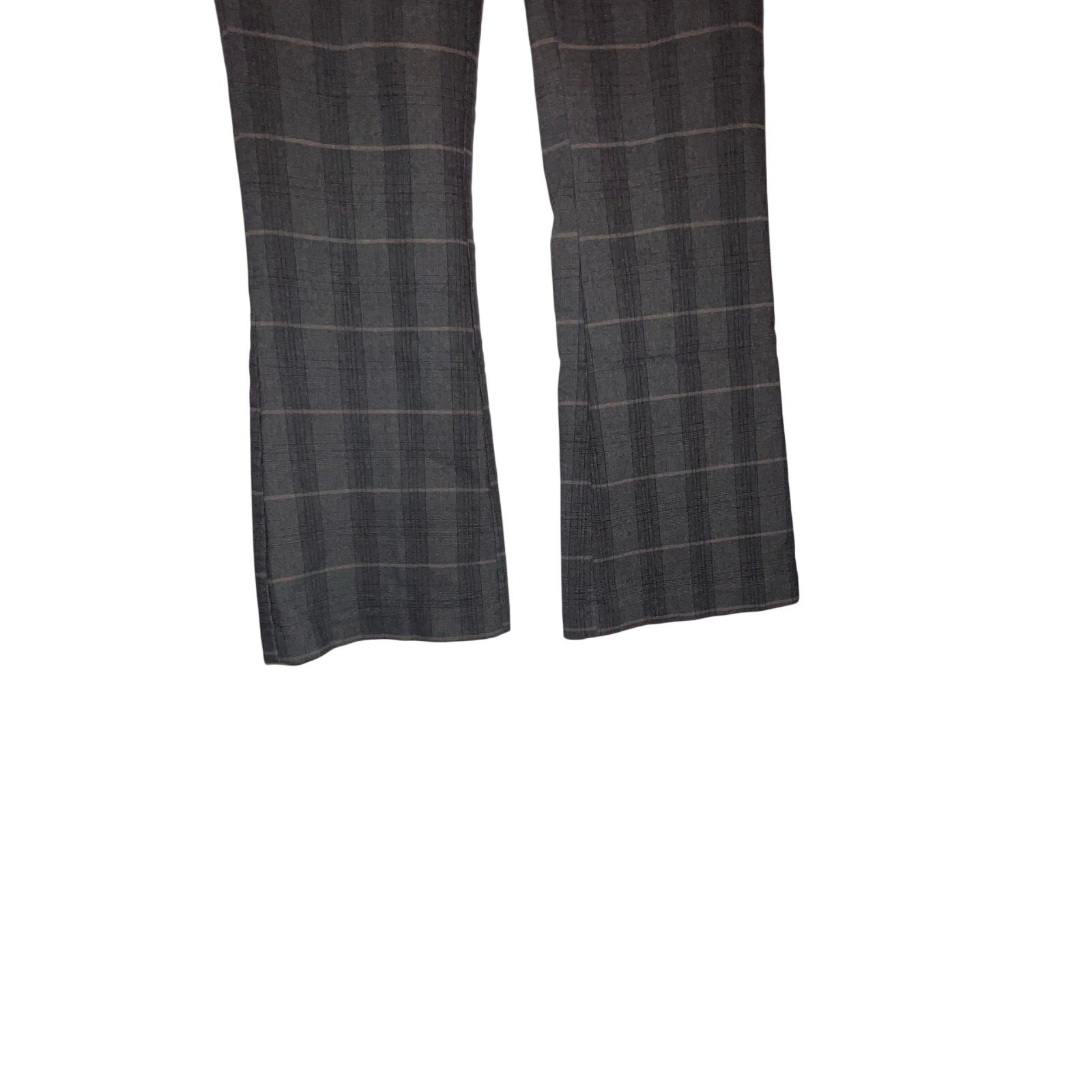 Ava &Grace women L black gray plaid wide leg button accent pocket dark academia