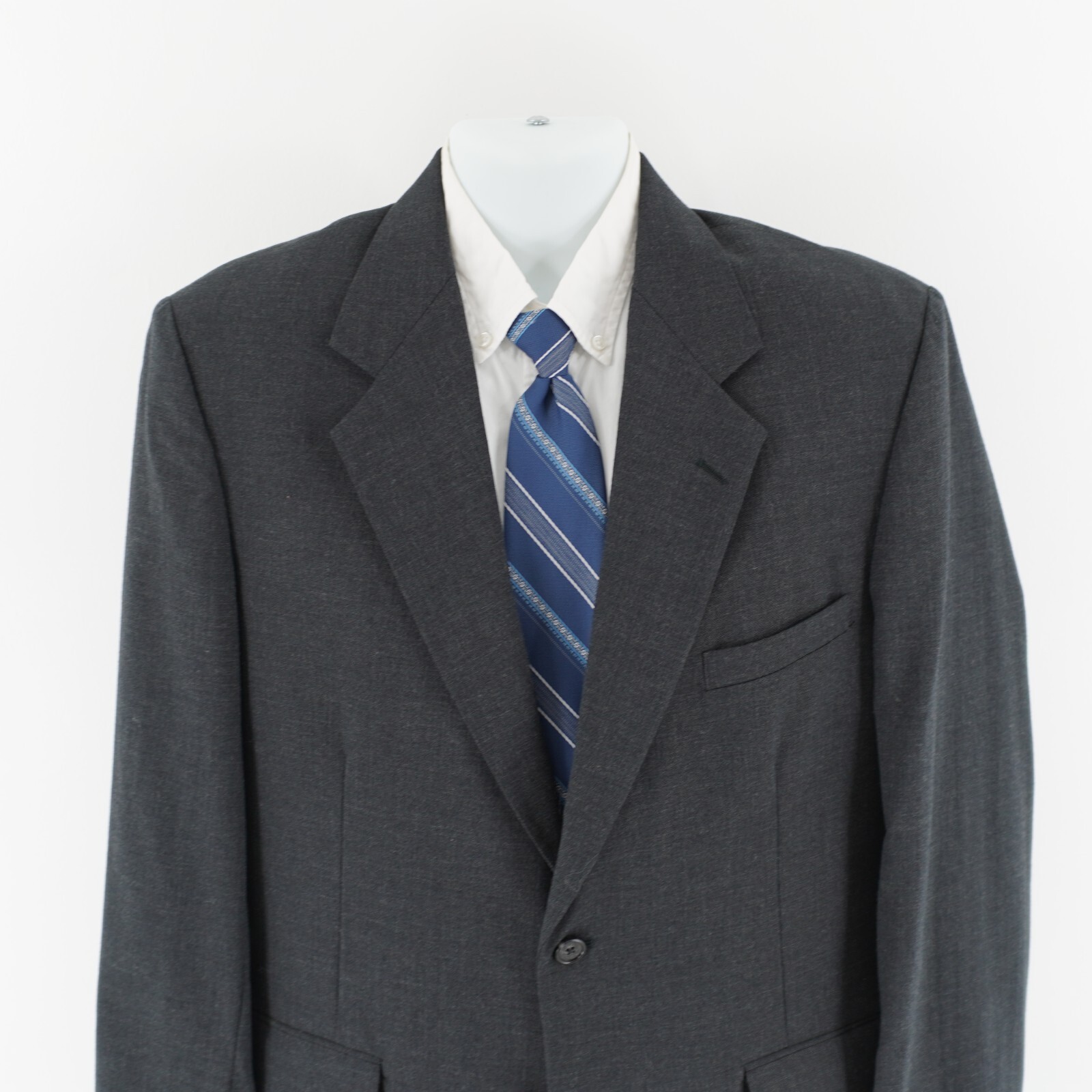 Tailors Row Deansgate Worsted Wool Gray USA 2 Button Blazer Sport Coat 42L
