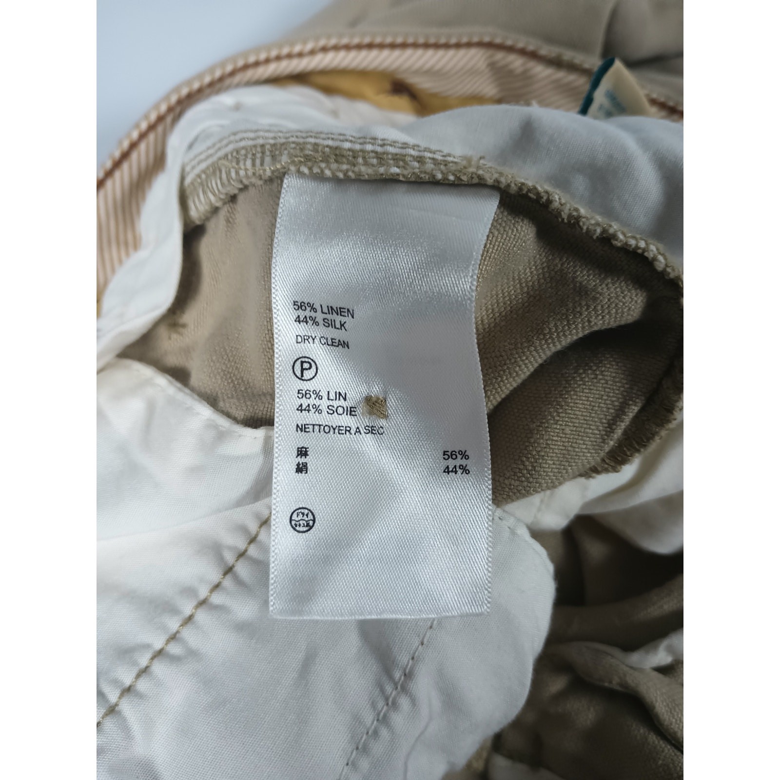 Tommy Bahama Men’s Linen Silk Blend Pants Khaki Flat Front 34×32 (Tagged 32×34)