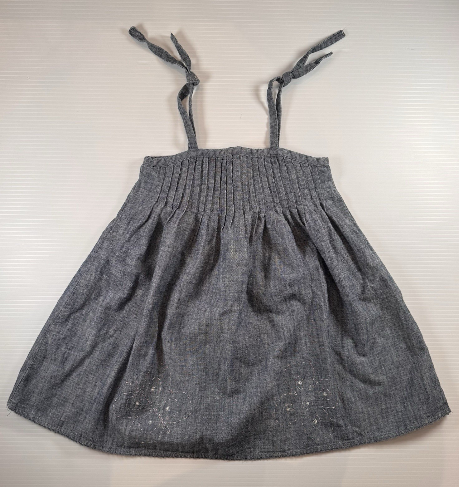 babyGap Chambray Smocked Sundress Blue 18-24M Embroidered Button Strap